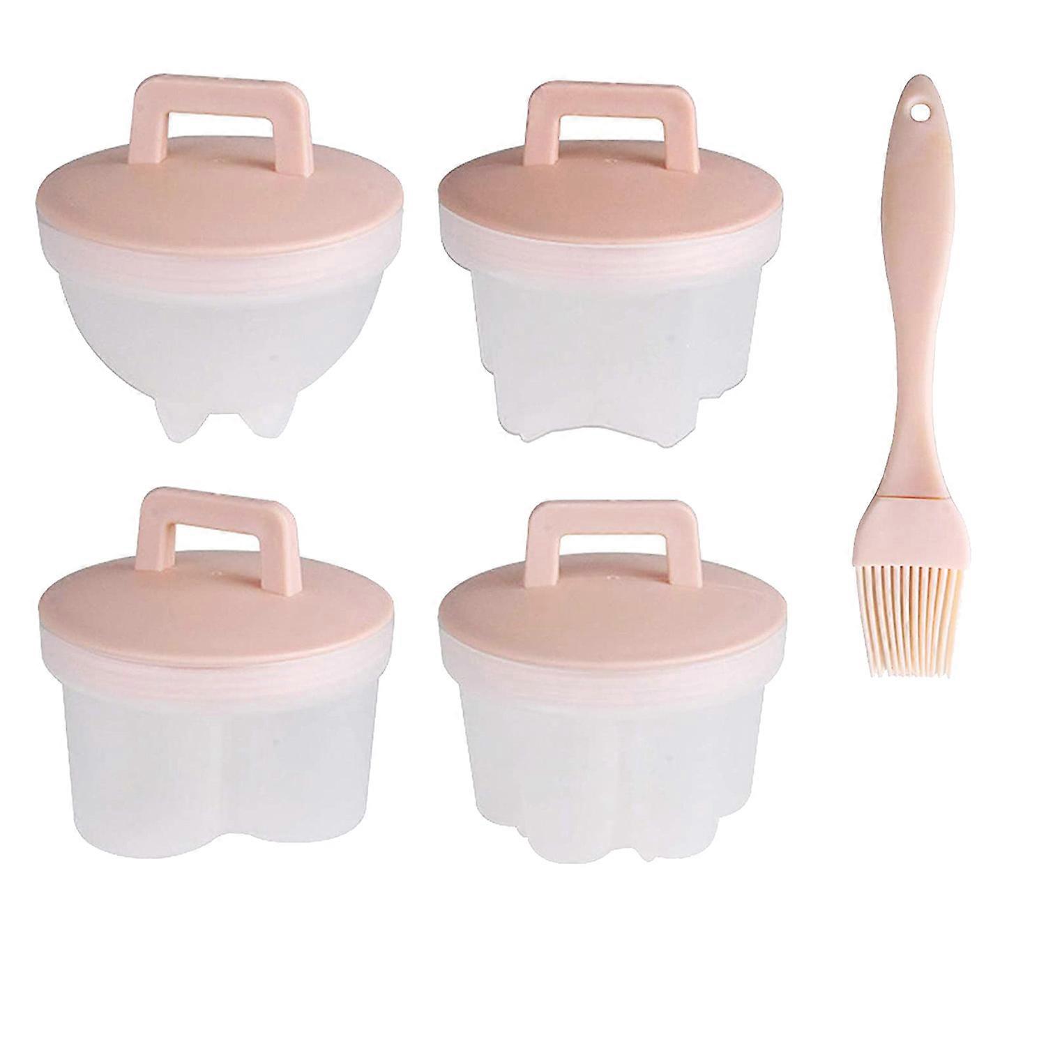 Steamed Egg Tool,4 Breakfast Cooking Tools Egg Poacher Egg Boiler Steamed Egg Cooker with Lid Micro