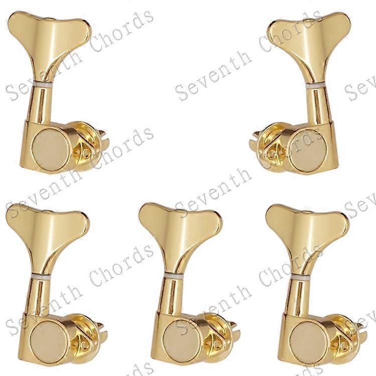 A Set 5 Pcs Bass Guitar String Tuning Pegs Tuners Machine Heads for 5 String Bass Replacement - Fish tail Buttons