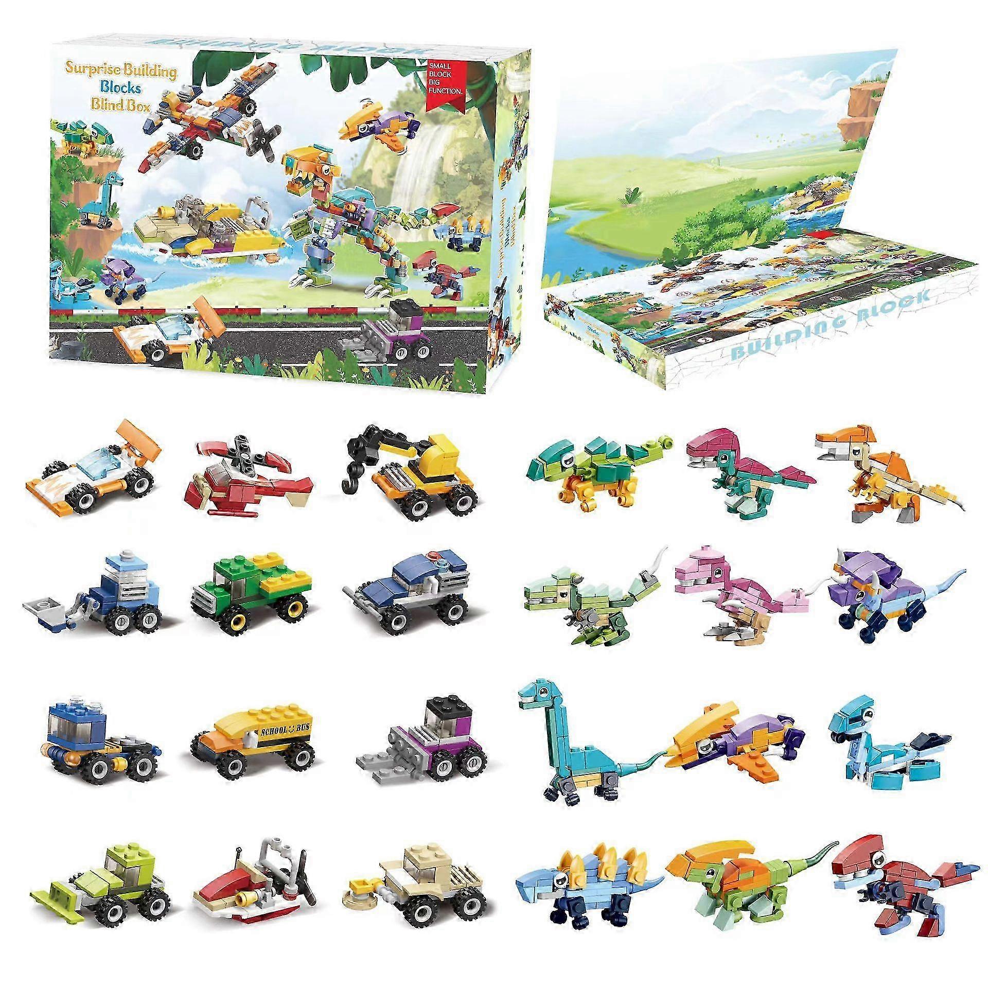 Christmas Advent Calendar Hand-torn Blind Box Building Blocks DIY Marine Animal Engineering Vehicle 12-in-1 Building Block Blind Box