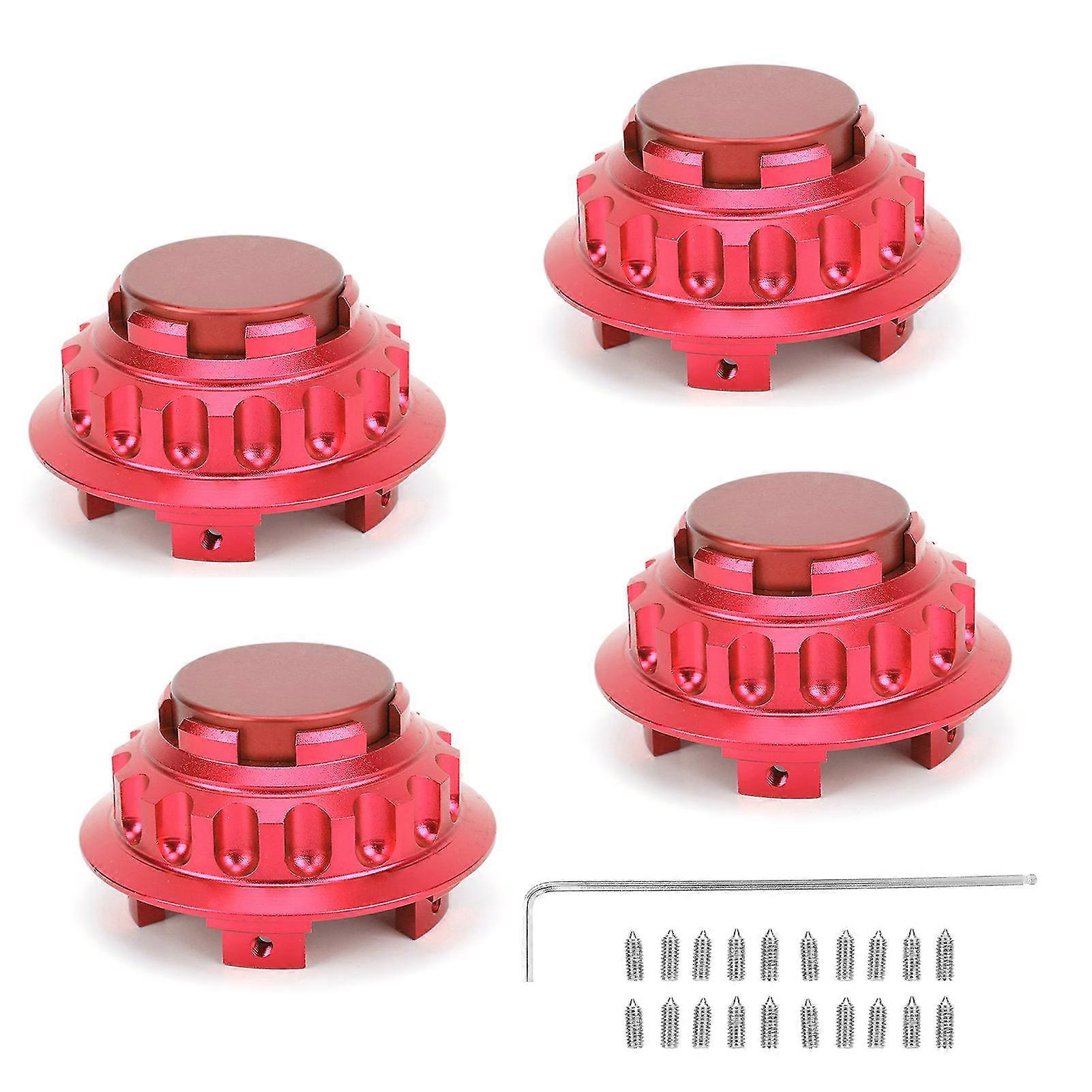 3in Aluminum Alloy Wheel Center Hub Caps Red 4pcs Replacement Accessory 7PP601149A