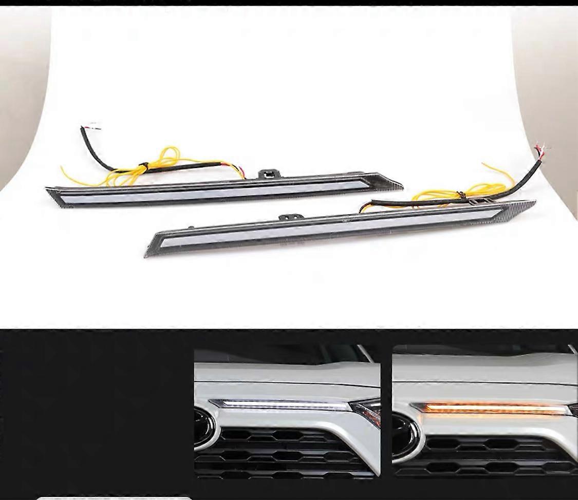 3 Color LED DRL Daytime Running Light for Toyota RAV4 2019 2020 2022 Front Fog Grille Lamp with Dynamic Sequential Turn Signal