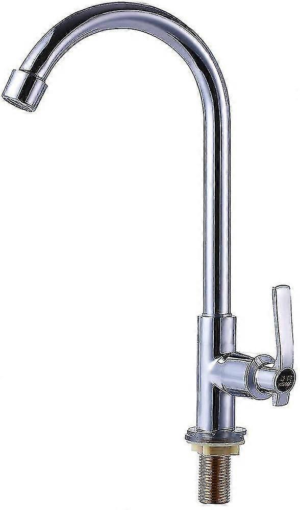 Cold Water Sink Faucet Single Handle One Hole High Arc Deck Mount Stainless Steel Bar Faucet