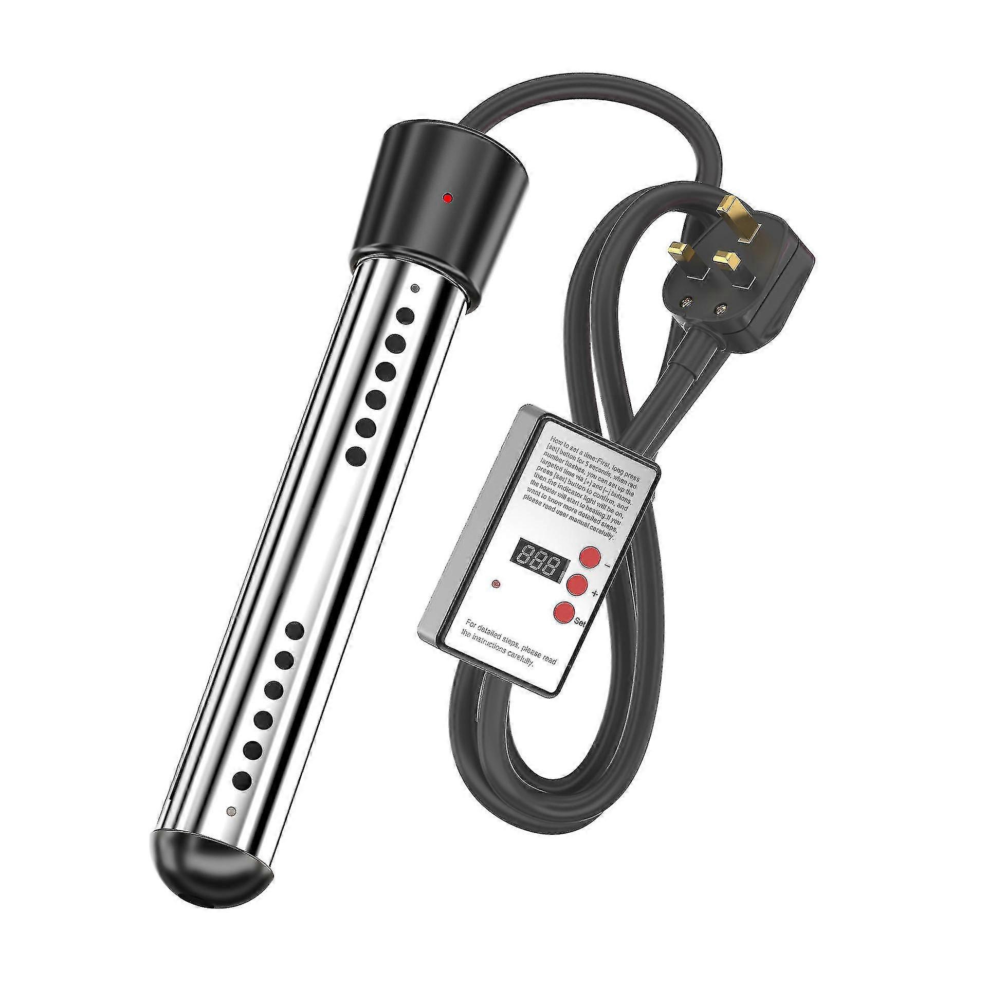 2000w Electric Immersion Heater, Submersible Bucket Heater With Auto Shutoff, Heats 5 Gallons Water In Minutes,black, 2000w