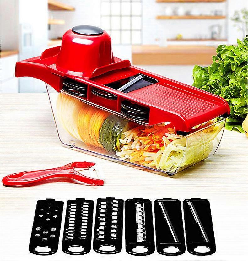 Mandoline Slicer, Vegetable Cutter, Food Chopper, Grater Chopper, 5 Interchangeable Stainless Steel Sharp Blades With Peeler, Safety Hand Guard, Potat