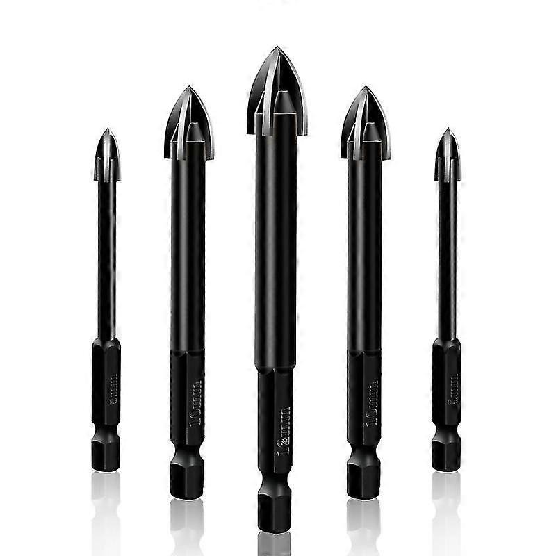 Ceramic Tile Drill Bits, Efficient Universal Drilling Tool, 5 Ceramic Tile Drill Bits, Concrete Drill Bit Setblack