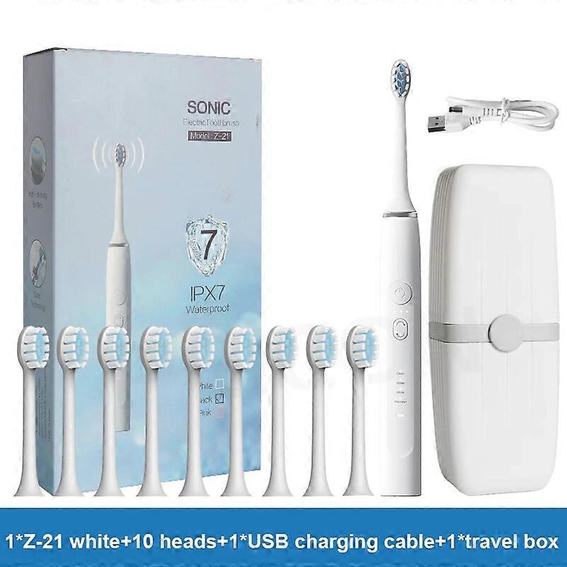 Sonic Electric Toothbrush For Adults USB Rechargeable IPX7 Waterproof Sonic Toothbrush Travel Soft Replacement Brush Heads Set