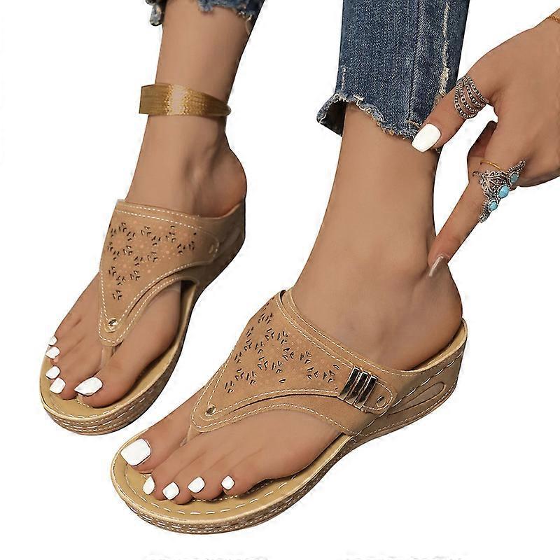 Womens Sandals Platform Wedge, Casual Summer Beach Shoes Slides Walking Flip Flops