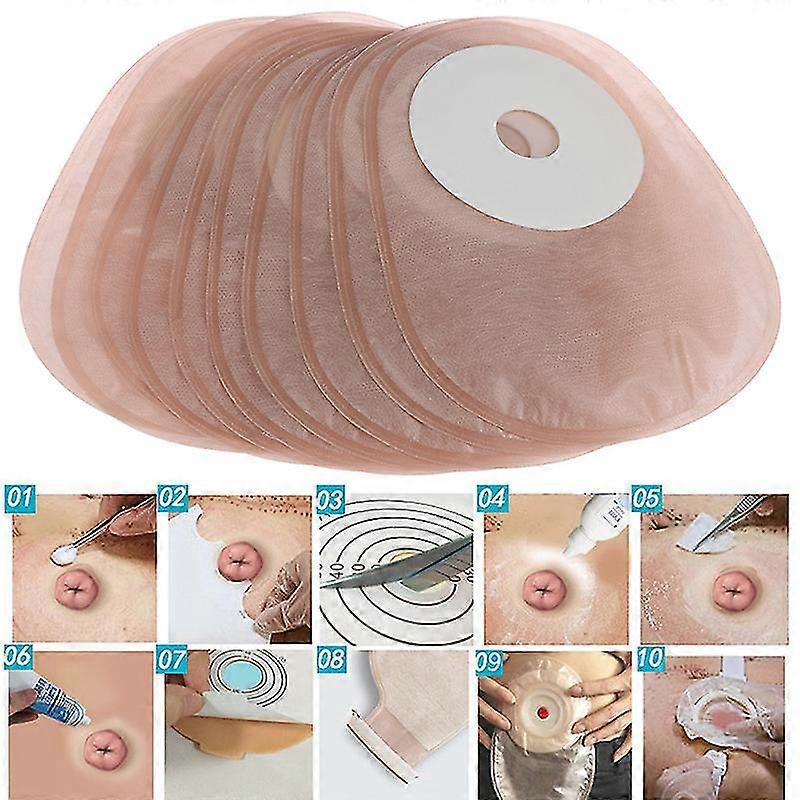 10pcs One-piece System Kolostomi Tasker Engangs stomi Drainable Single Pouch