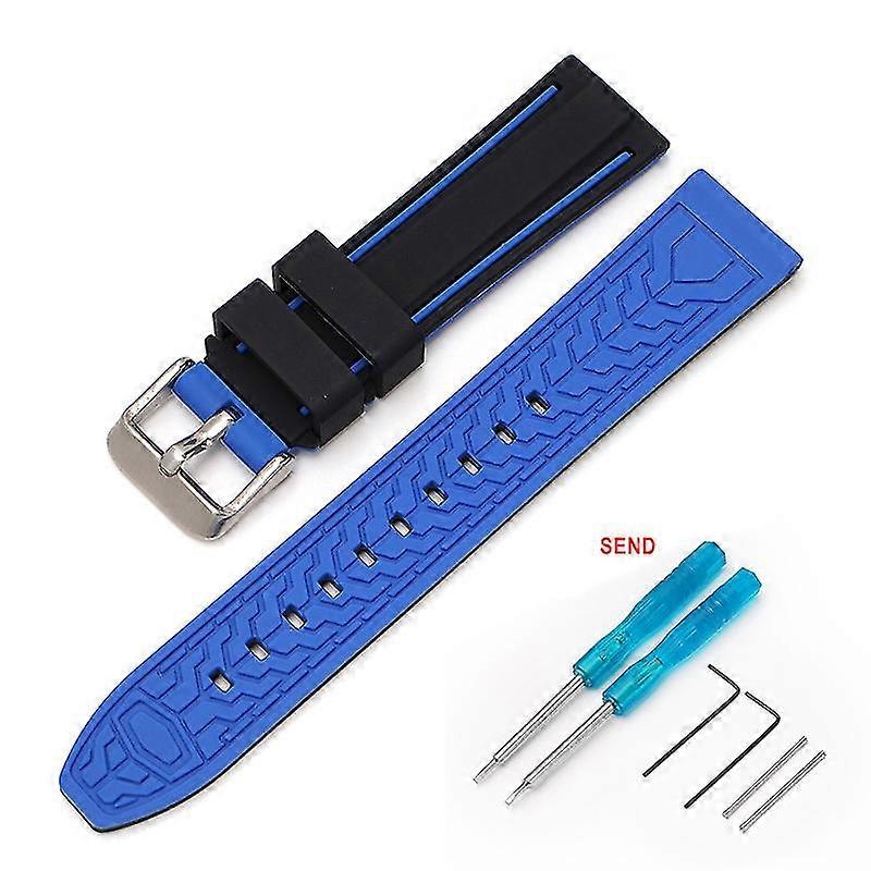 New 22MM For Blancpain & Swatch Fifty Fathoms Two-Color Silicone Strap Included Tool fast