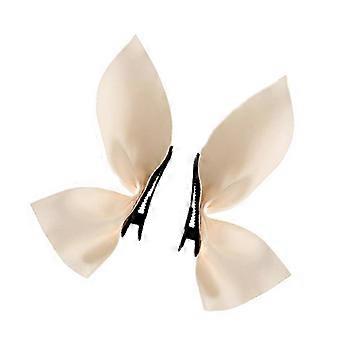 Bow Side Hair Clip Spring Clamp Satin Lovely Beautiful Half Piece Side Bow Tie Clip for Hair Decoration White
