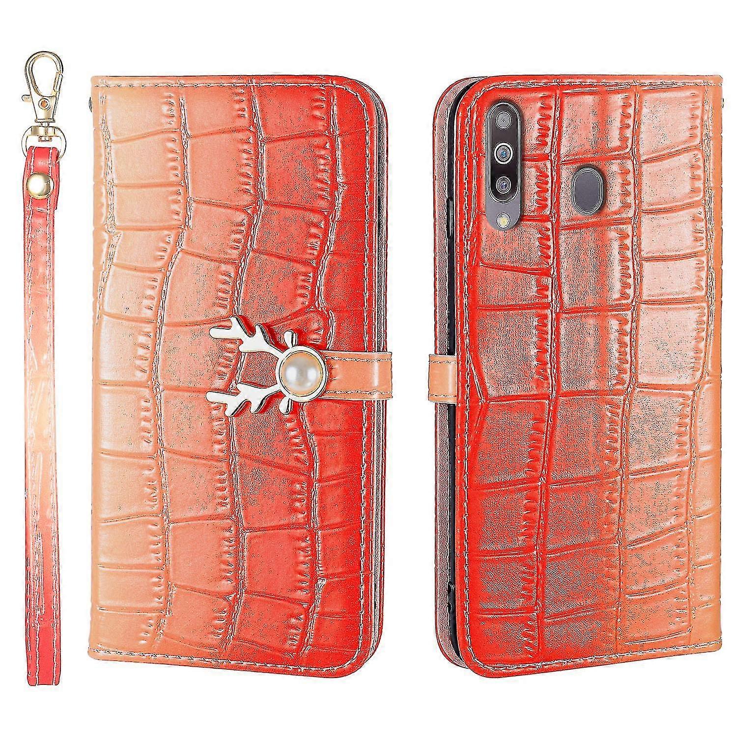 Elk Pattern Phone Case For Samsung Galaxy A20s With Card Holder, Lanyard, Pu Leather Material, Wallet Function, Corner Fall Protection