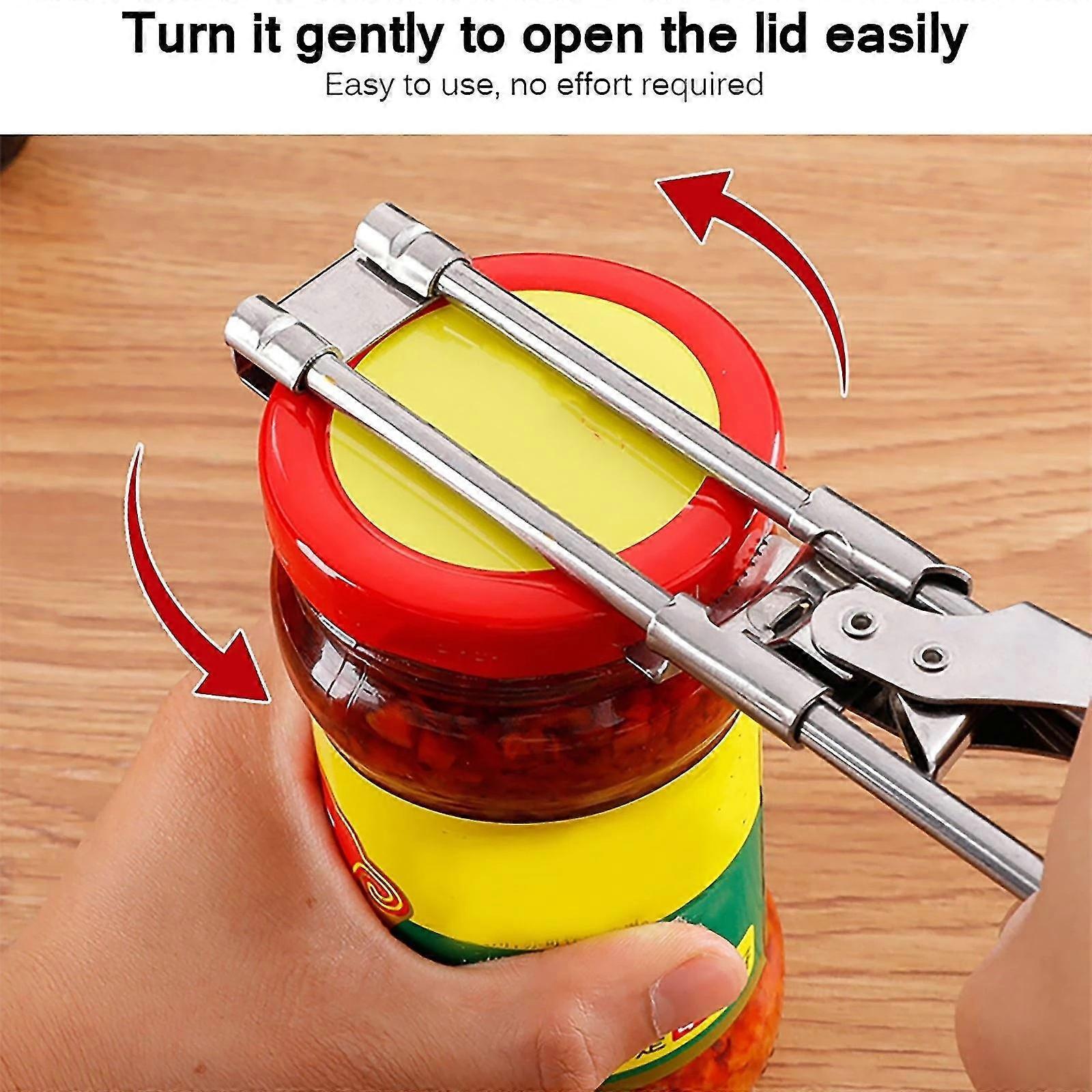 Adjustable Multi-function Bottle Cap Opener Stainless Steel Lids Off Jar Opener Labor-saving Screw Can Opener For Kitchen Tools