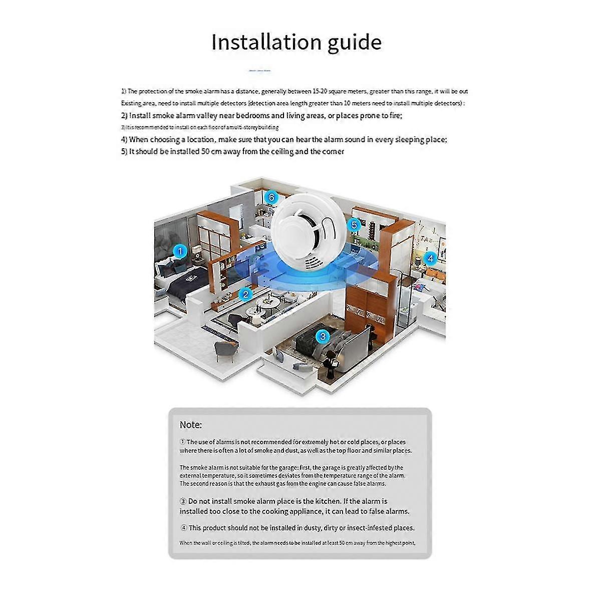 Co Sensor Smoke Detector Detector Sound White Detecting Range: 15-20