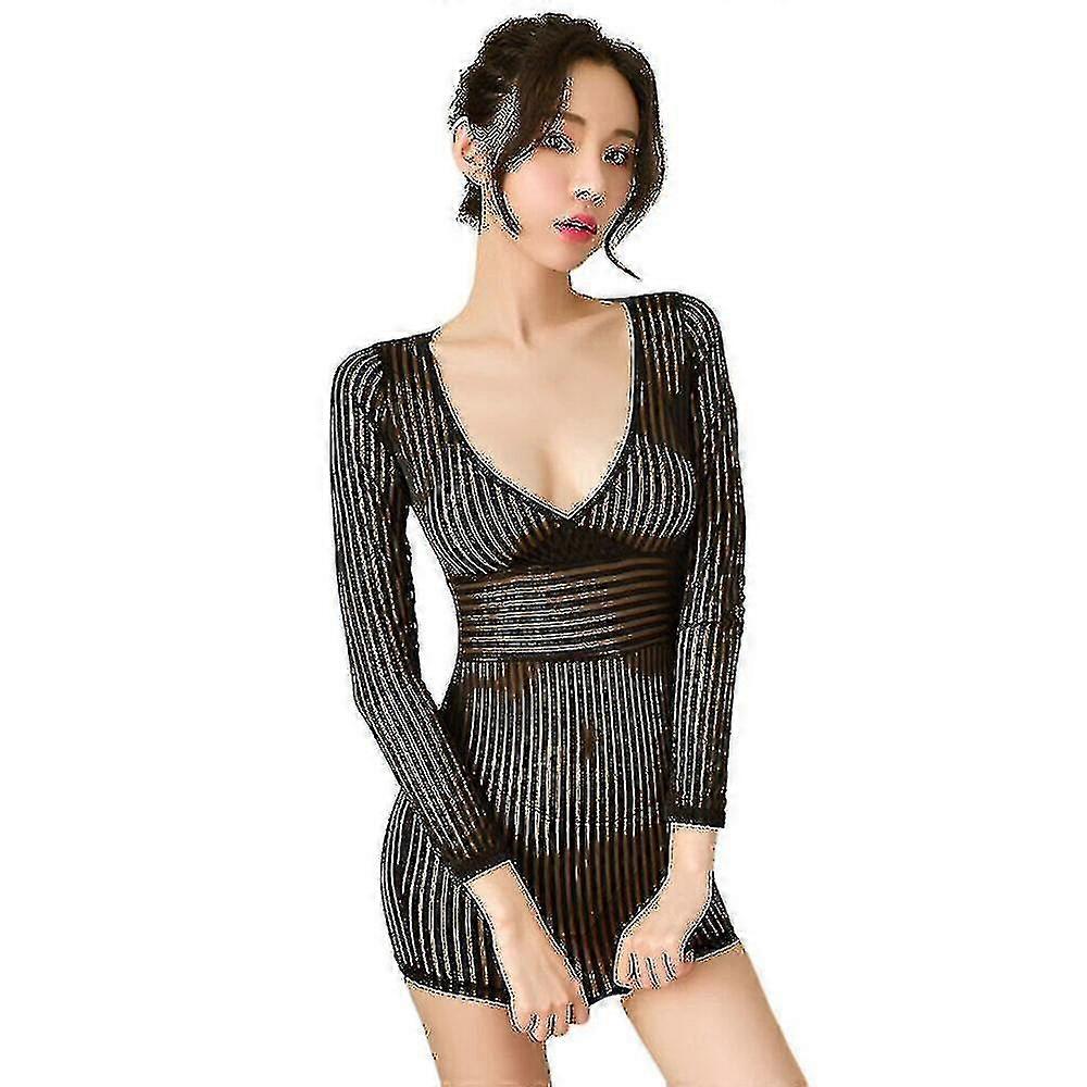 クリスマスセクシーOLランジェリーナイトドレスレーススリングパジャマFl6977