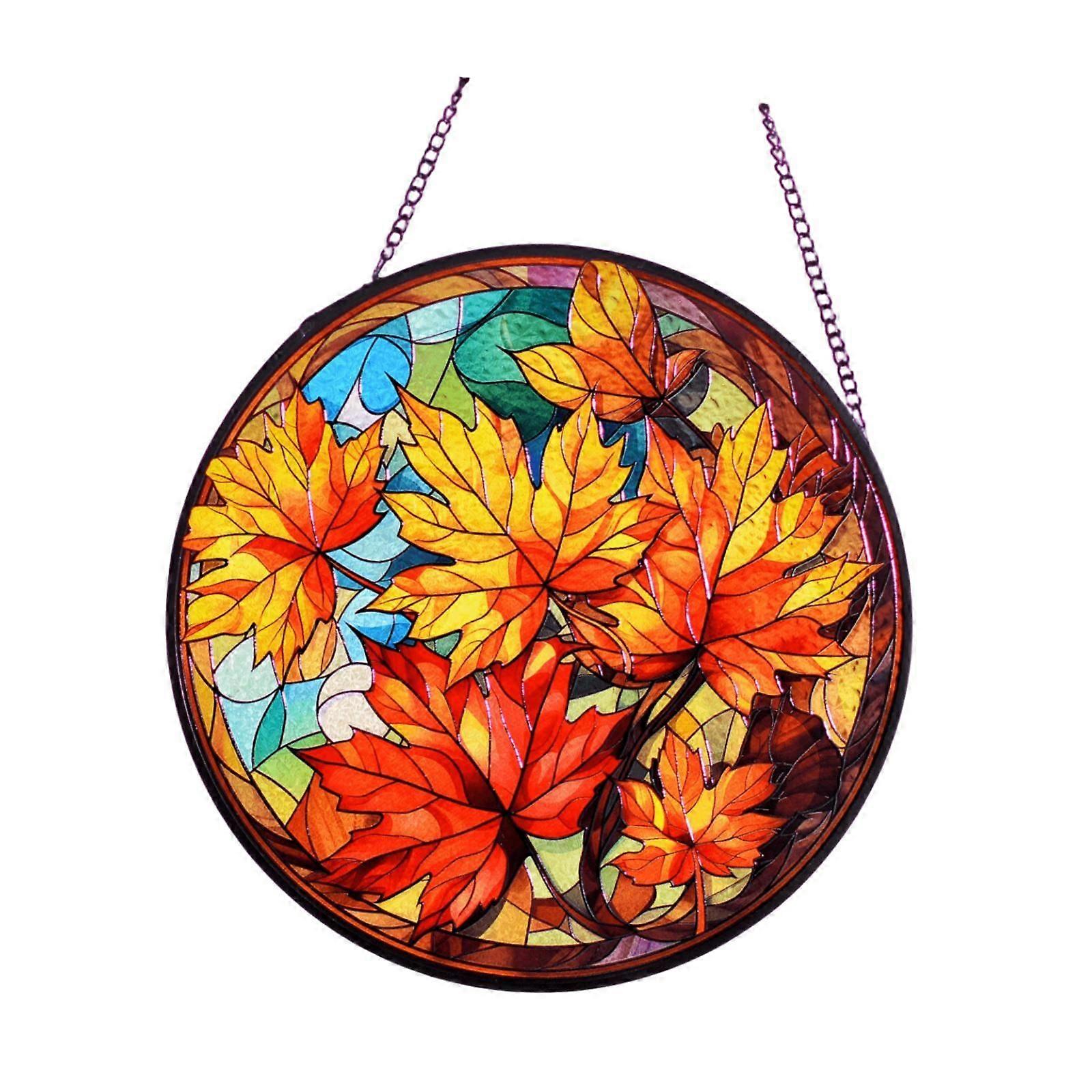 Maple Leaf Round Decor Creative Hanging Decoration for Window Style A