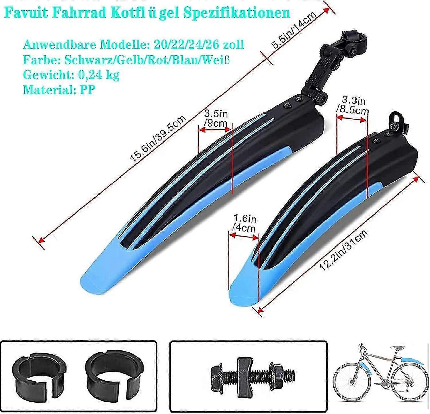 TAGVO Fahrrad Schutzbleche Set - Universal Für 20-26 Zoll Räder
