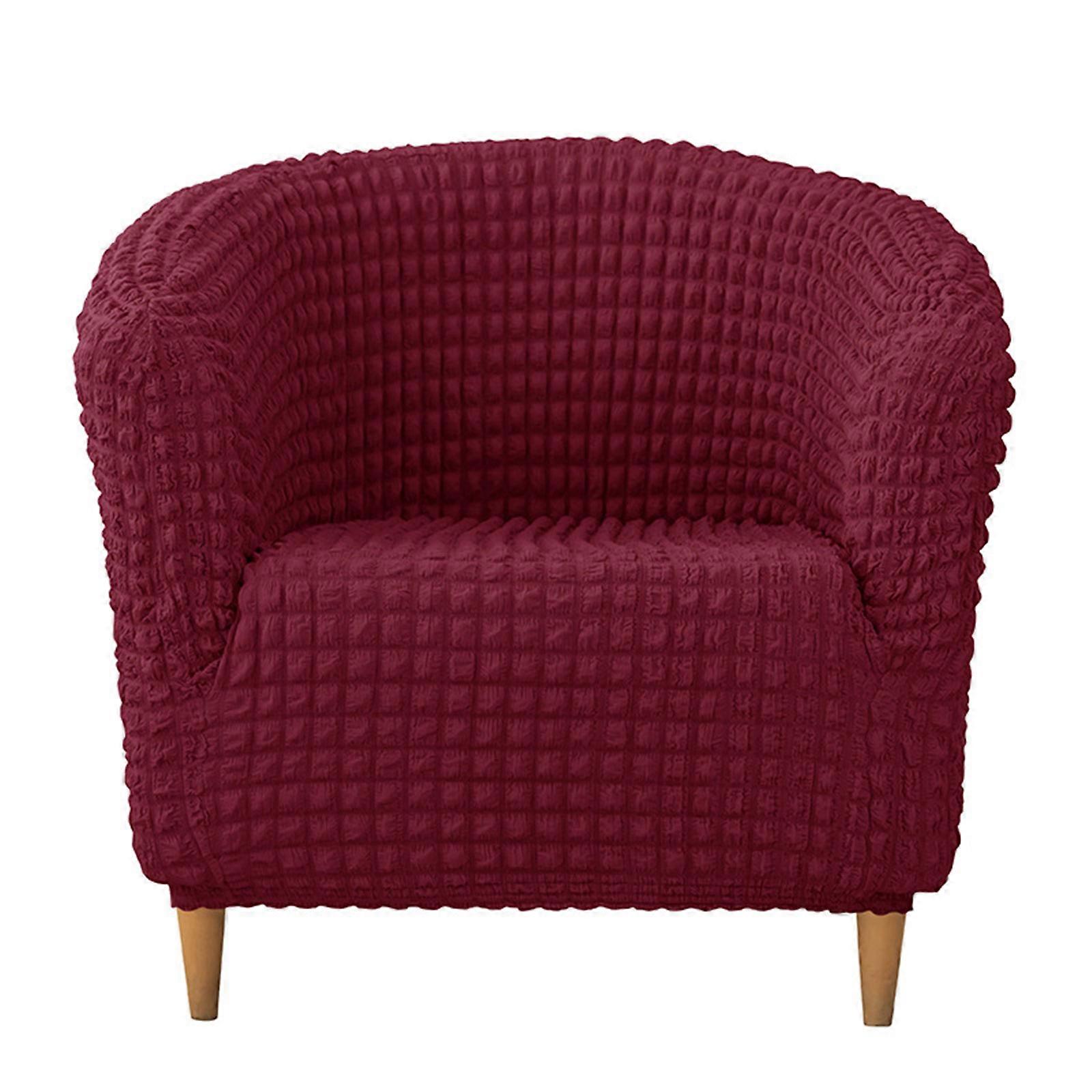 Housse de canapé pour salle à manger en seersucker texturé avec jupe plissée pour canapé sectionnel Bordeaux