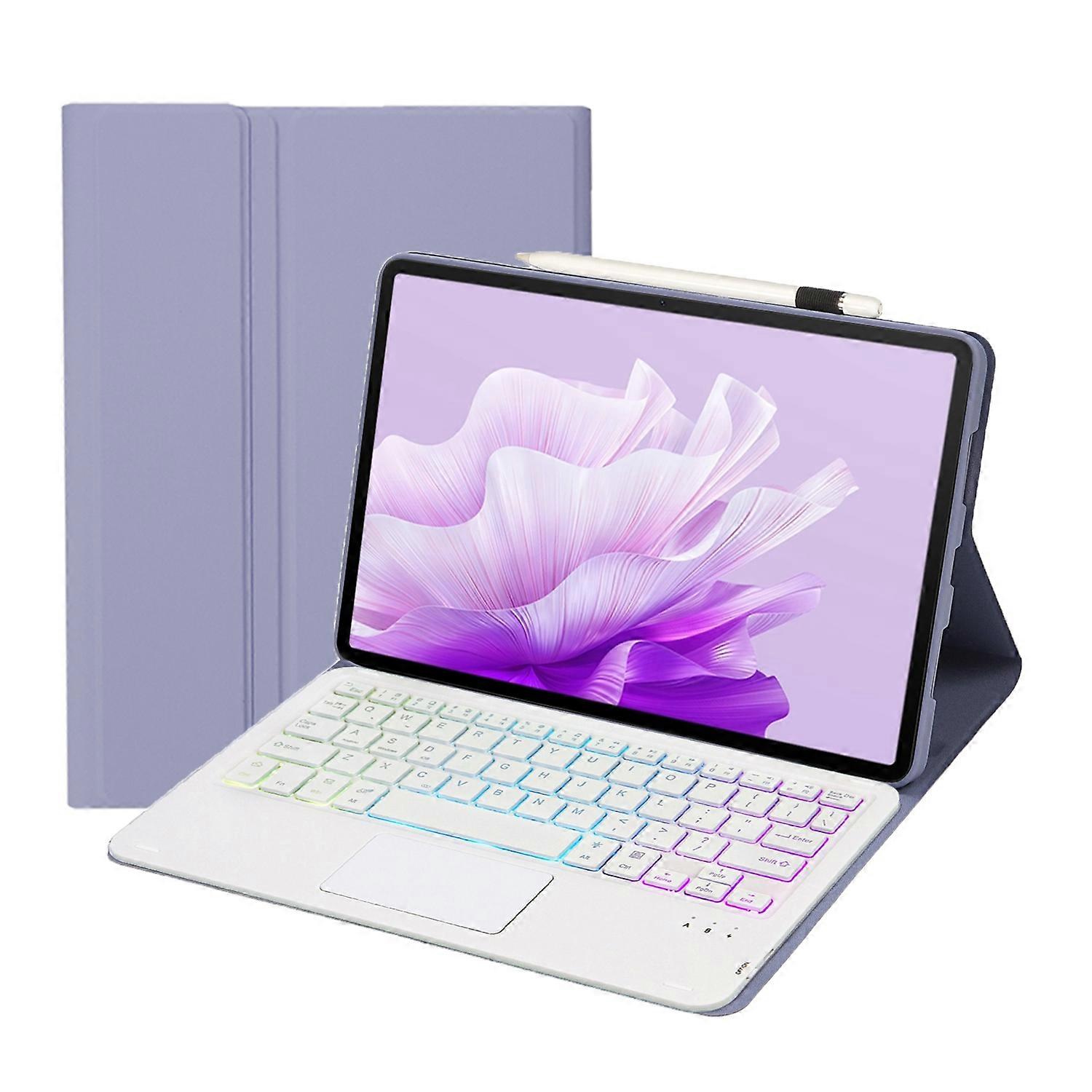 AH20-AS Ultra-thin Detachable Backlight Bluetooth Keyboard Leather Tablet Case with Touchpad