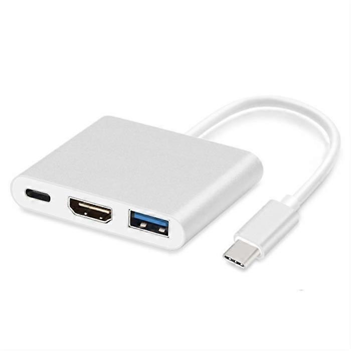 USB C HUB HDMI Adapter for Macbook Pro GOOJODOQ USB Type C Hub to HDMI 4K USB 3.0 Port with USB-C Power Delivery Silver