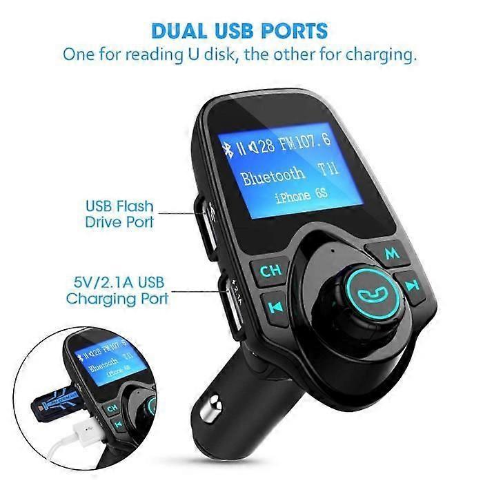 Car Bluetooth MP3 Player FM Transmitter Hands-Free Calling, Dual USB Charging, Micro SD-TF-AX1