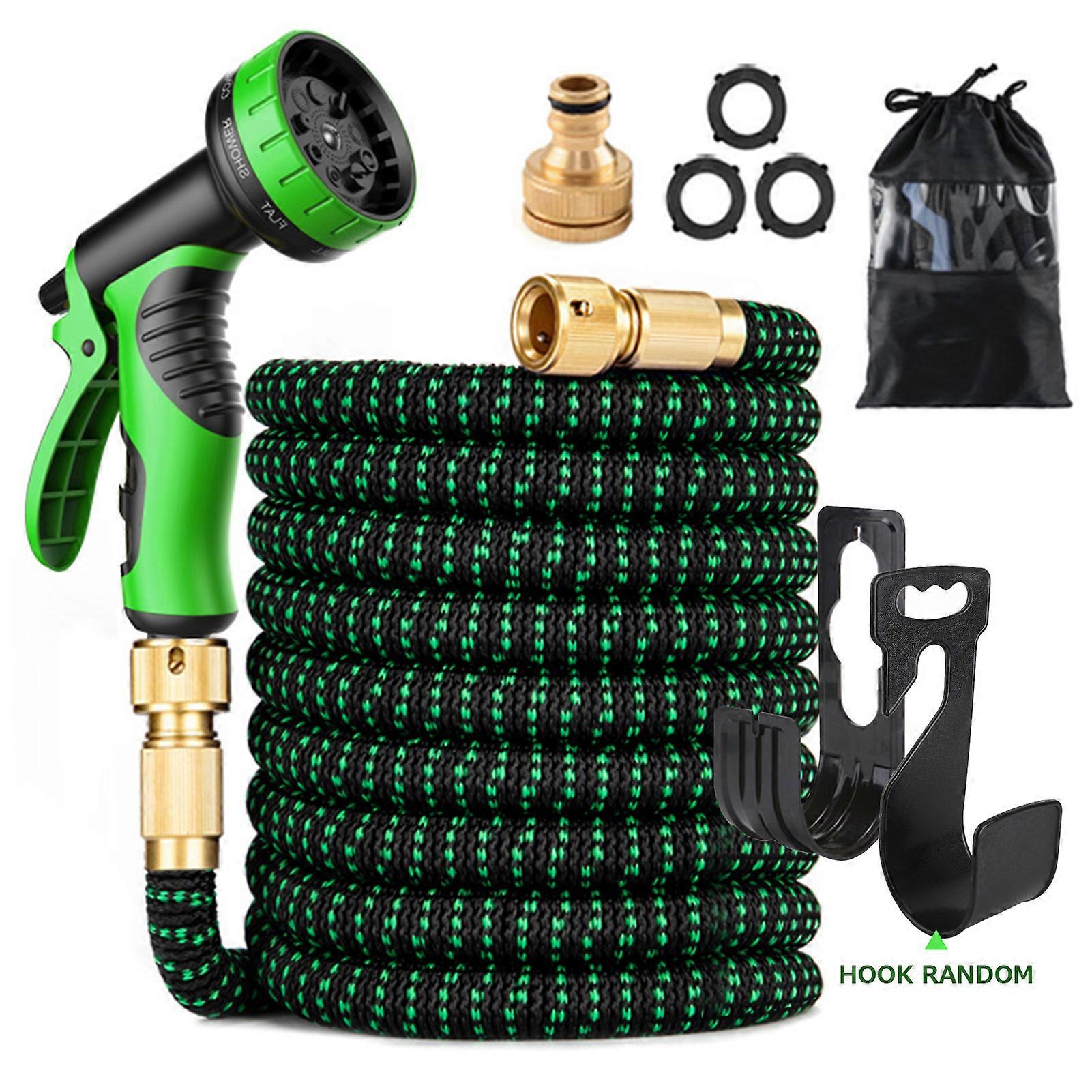 50ft Expandable Garden Hose with 9 Function Nozzle Flexible Strong Water Hose with Solid Brass Fittings
