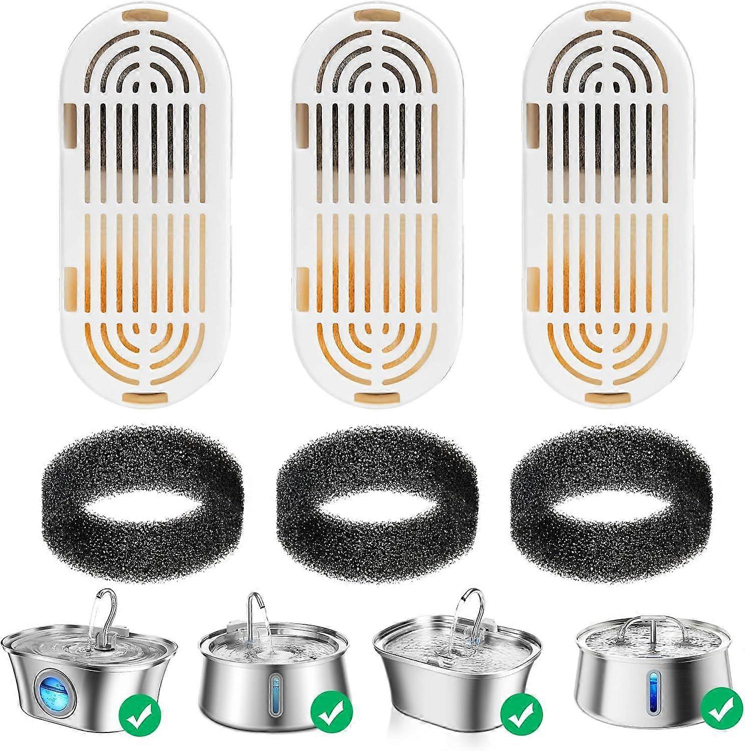 SQCLV Replacement Filters for Model-1 108oz/3.2L Stainless Steel Cat Water Fountain, Ultra-Quiet Cat Water Fountain Dog Water Dispenser 3 Packs Filter