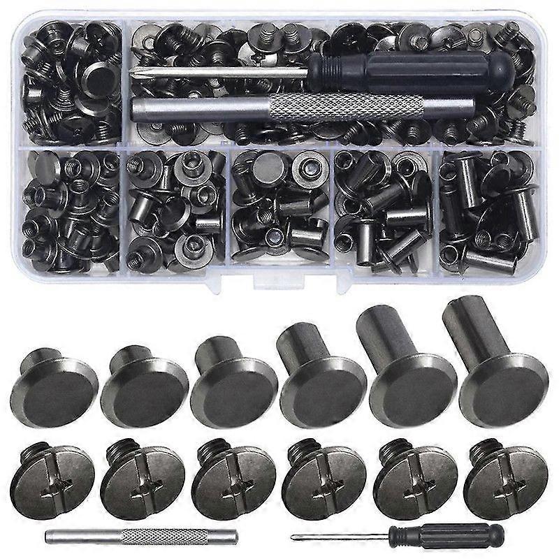 Rivets en cuir à vis Chicago, assortiment de rivets à vis M5, vis de fixation Chicago pour décoration de ceintures en PU (110 pièces) B