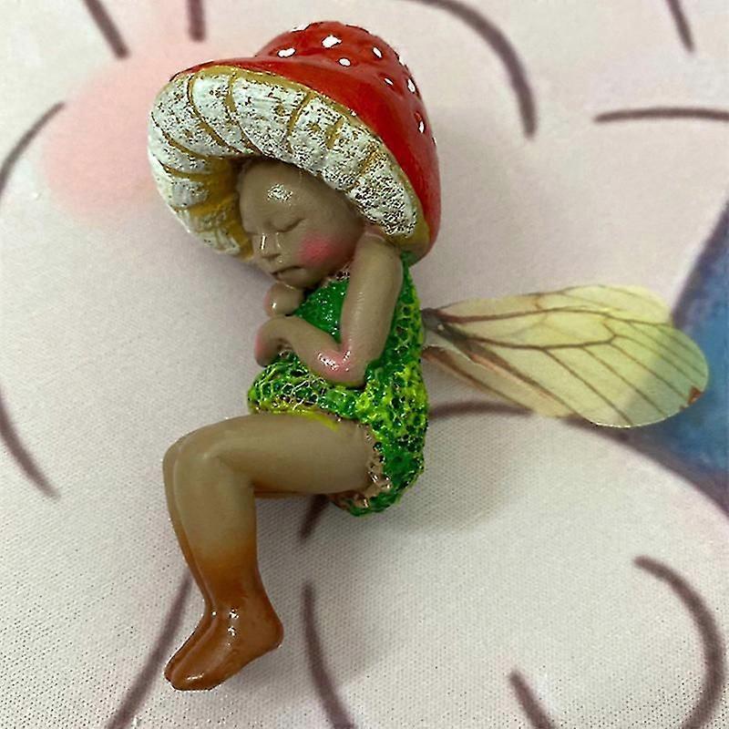 Fairy Statue Sovende Sopp Harpiks Ornament Hjem Hage Innredning Mikrokosmisk