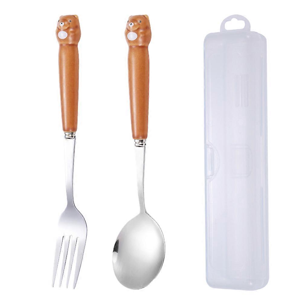 Reusable Stainless Steel Fork And Spoon Set, Travel Camping Utensils With Storage Case For On-The-Go Meals, Healthy Durable Design, Non-toxic