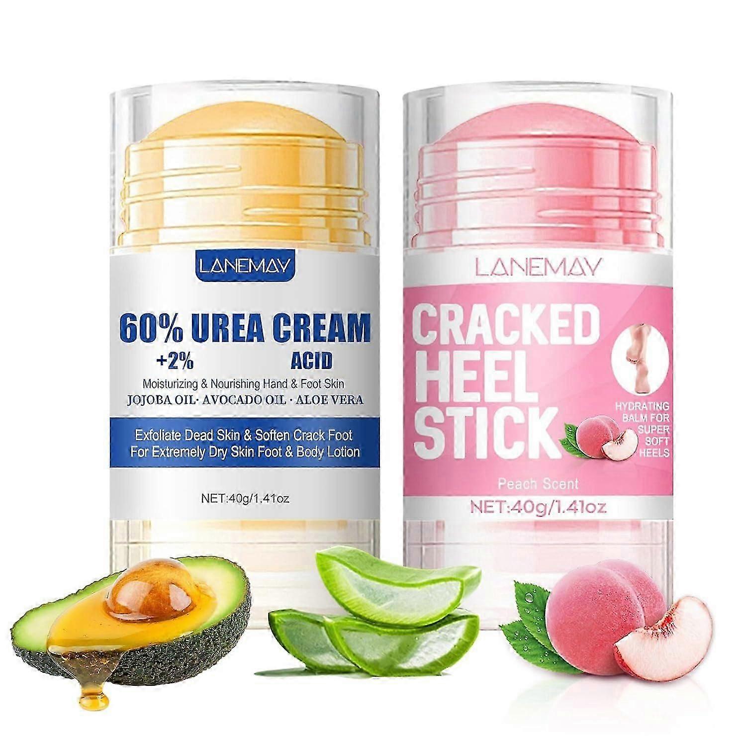保湿・ひび割れ防止フットクリーム、保湿・ひび割れ防止フットクリーム、乾燥した足の角質用フットクリームスティック2個