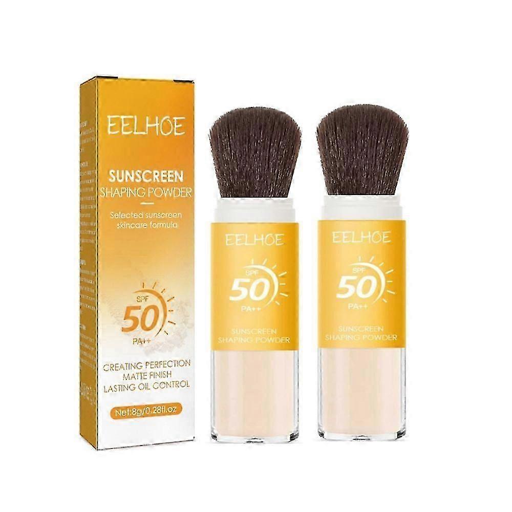 2 adet 8g Yüz Güneş Koruyucu Şekillendirme Tozu Cilt Bakımı Maquiagem Mat Finish Yağ Kontrolü Uzun Ömürlü Su Geçirmez Hafif SPF 50 PA ++