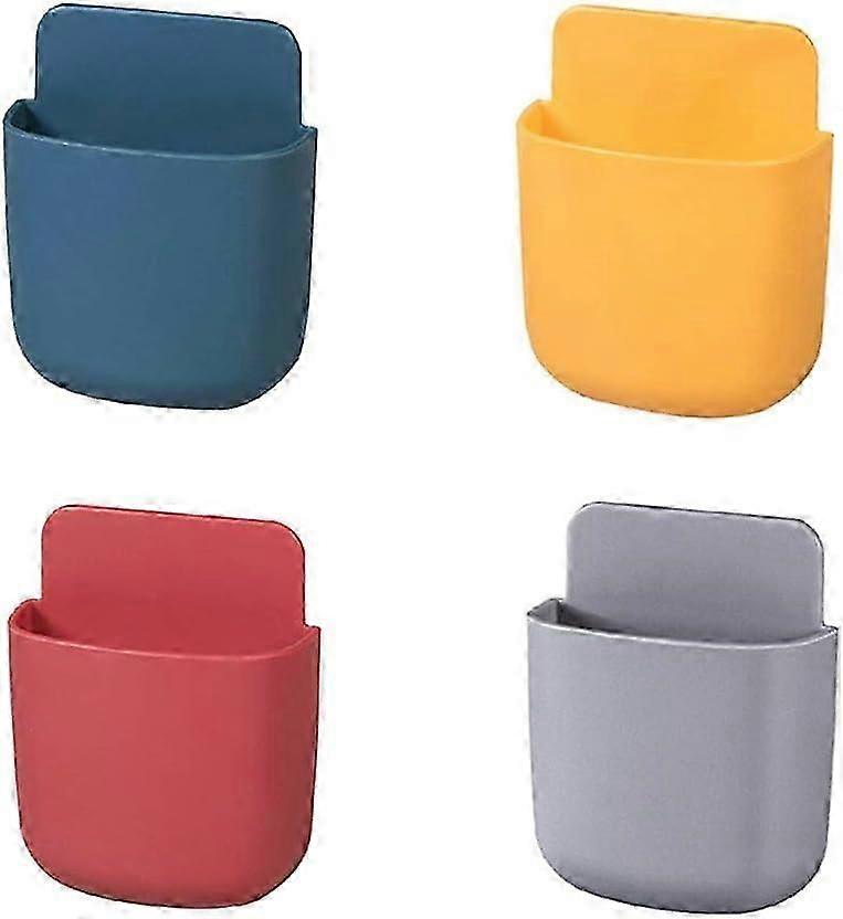 Range Telecommande Mural 4 Pices Support Telecommande Mural Bote Rangement Pour Tlcommande Auto Adhsive Support De Tlphone Portable Mural, 4 Couleurs