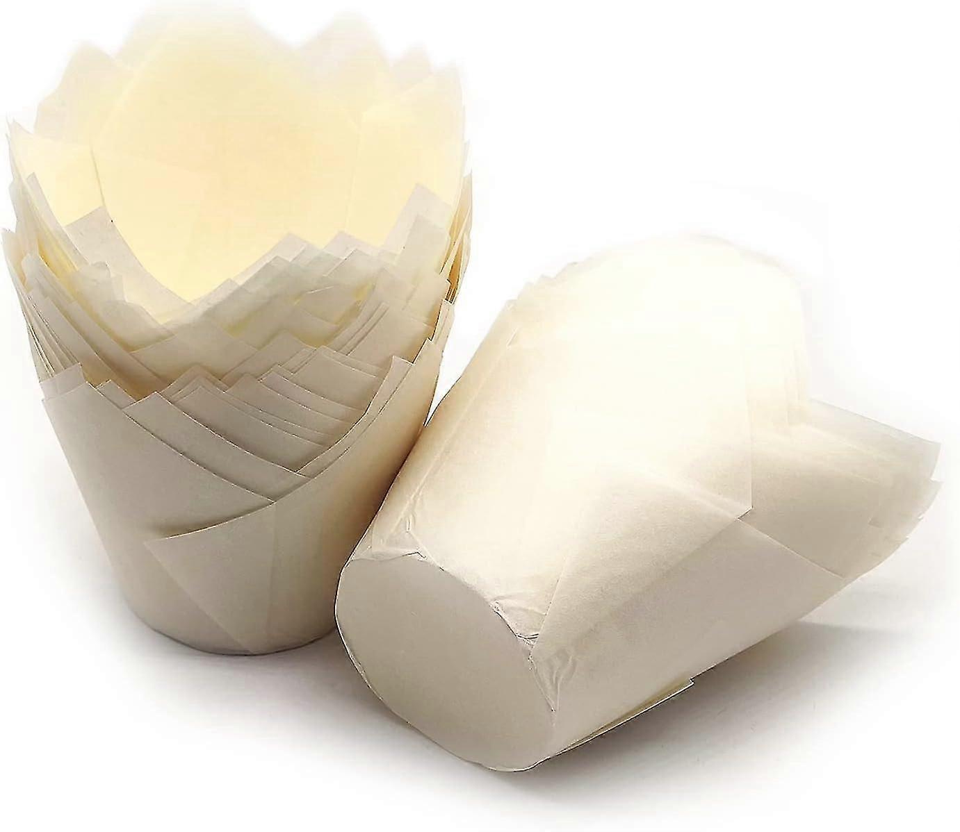 Standard Tulip Baking Cups - Unbleached Greaseproof Muffin Cupcake Liners, 50-count (white)