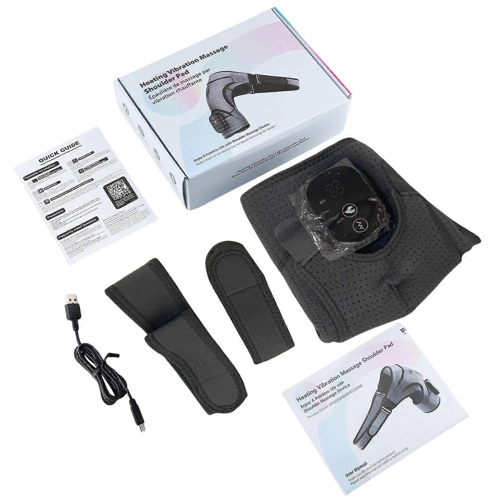 Portable Heated Shoulder Brace Electric Heated Shoulder Wrap Shoulder Massager Shoulder Heating Pad with 3 Heating Modes Grey