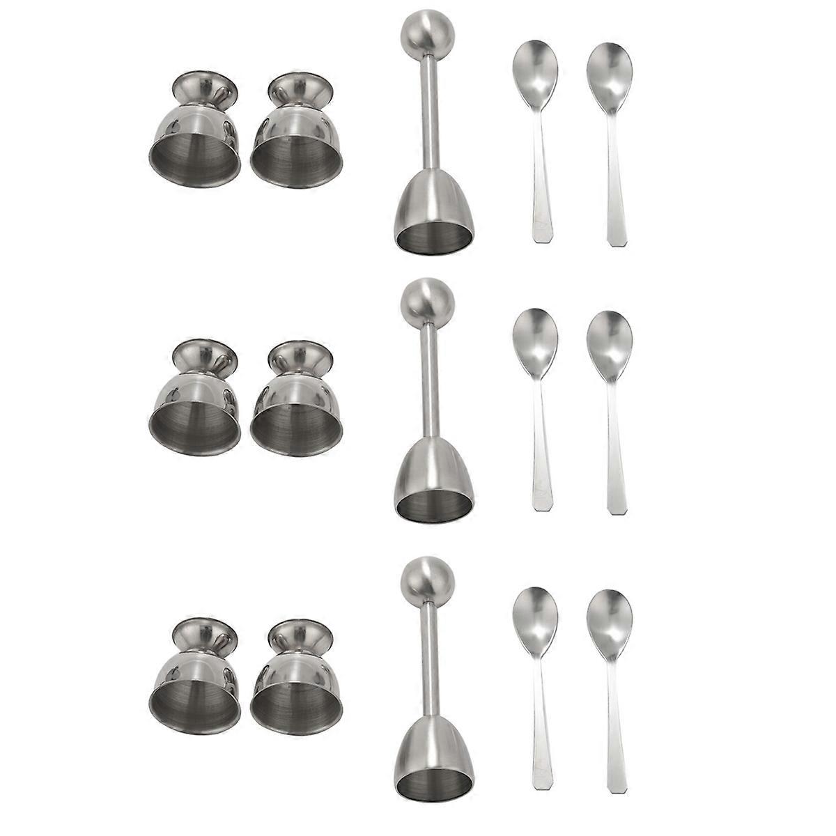3X Egg Cracker Topper Set - Soft Hard Boiled Eggs Separator Tool - Include Spoons and Cups-Shell Re