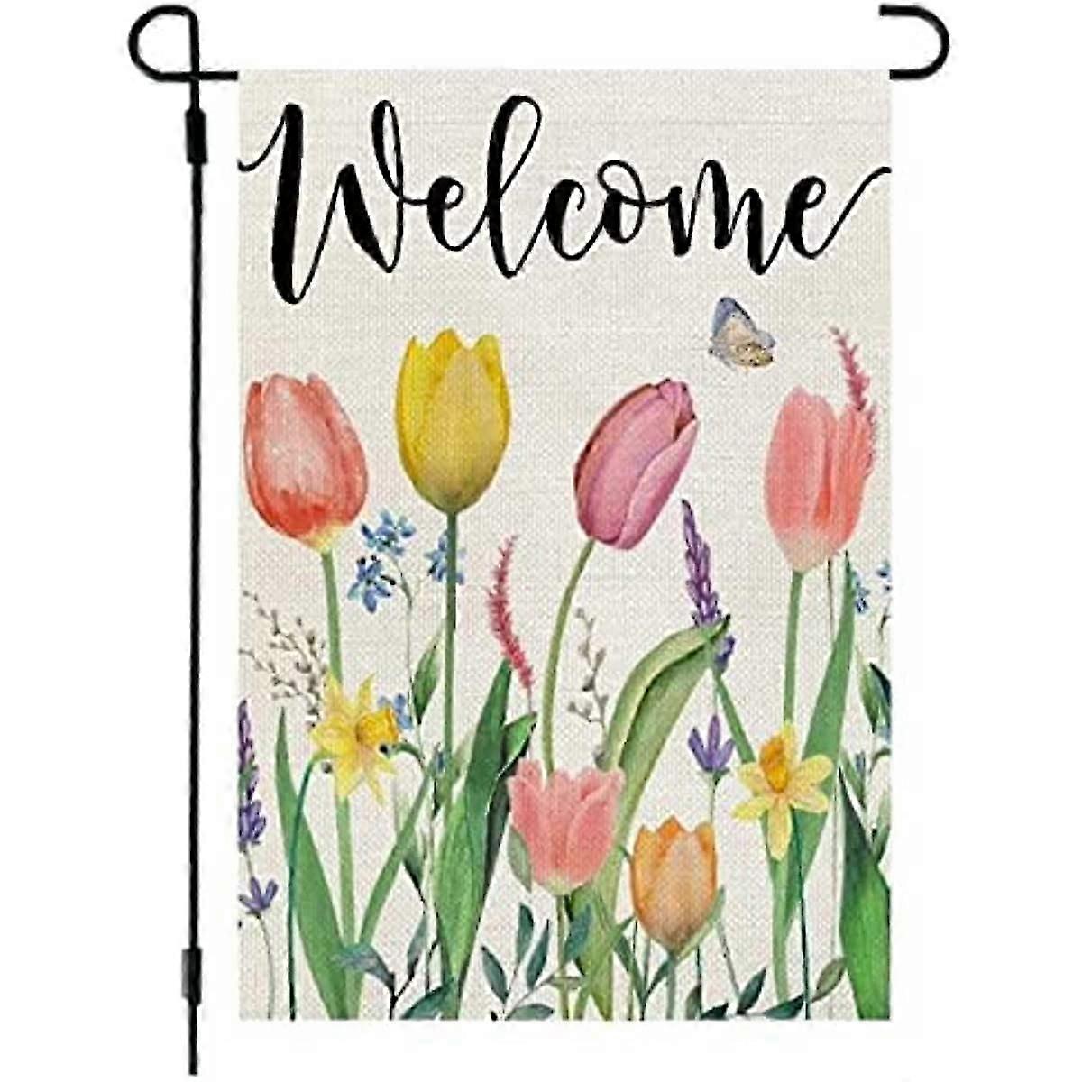 WELCOME Floral Garden Flag
