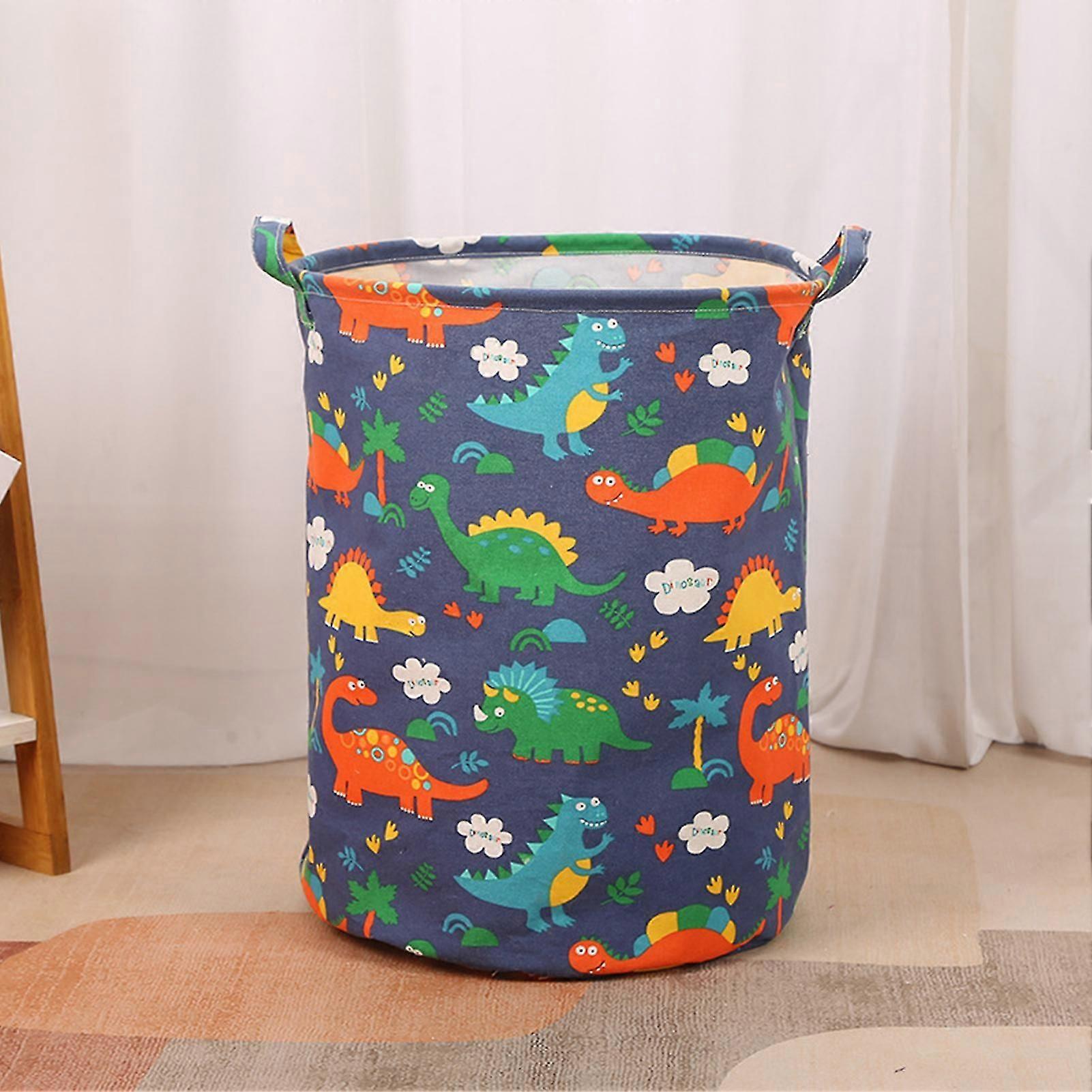 Cotton Linen Dirty Laundry Basket Foldable Round Storage Basket