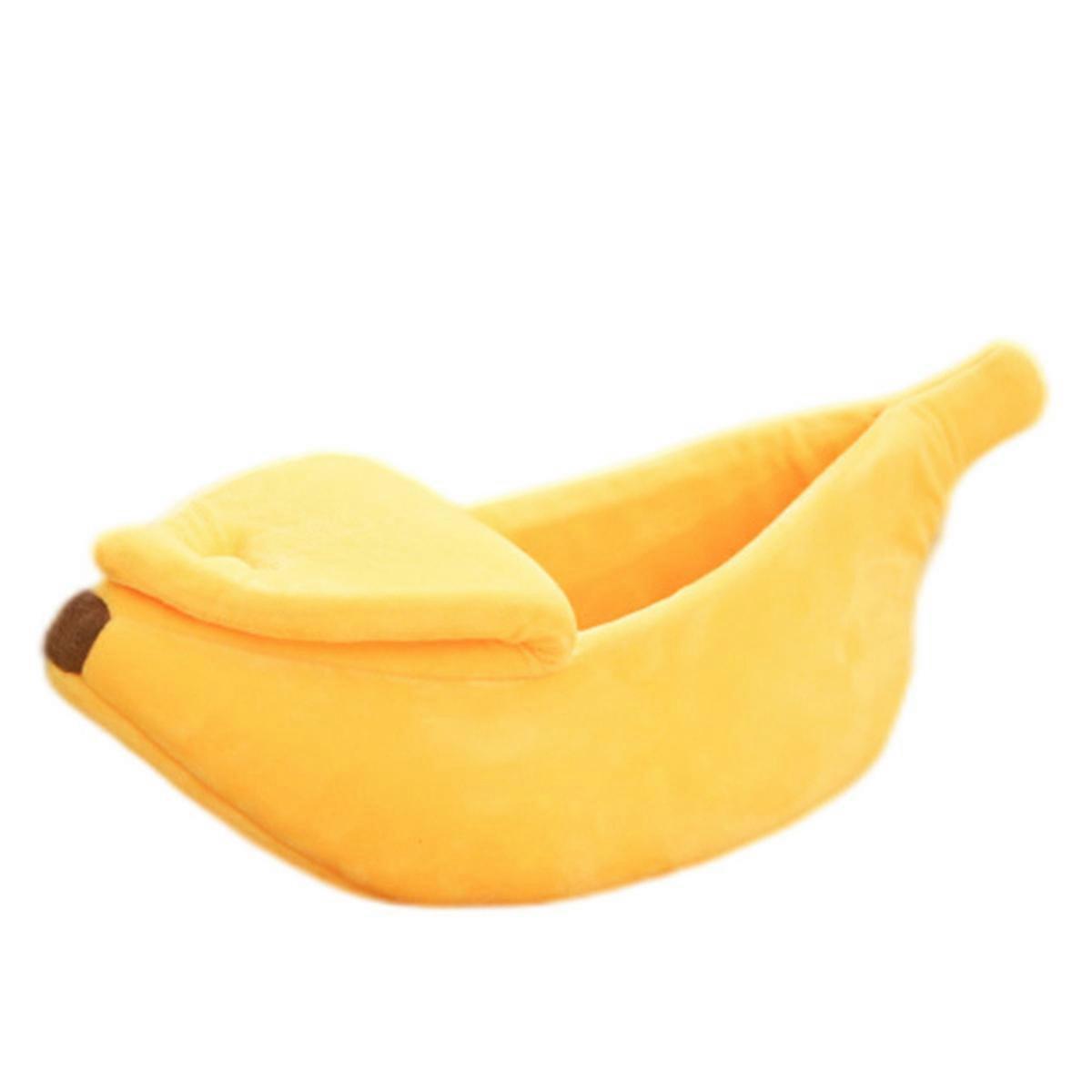Ultra Soft And Breathable Pet Bed: All-season Use, High-quality Short Plush Fabric, Warm And Comfortable Semi-closed Design Banana Shaped Bed For