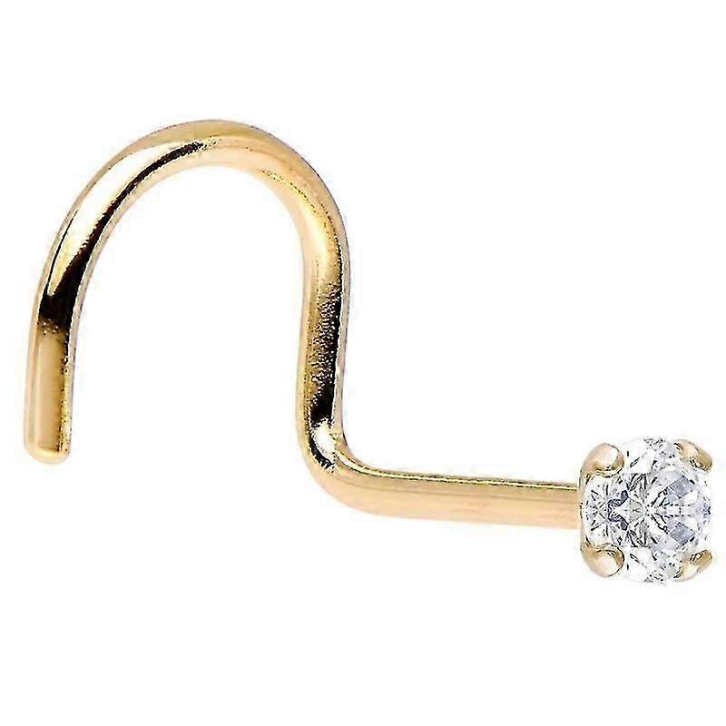 Solid 14K Gold Nose Screw with Genuine Diamond