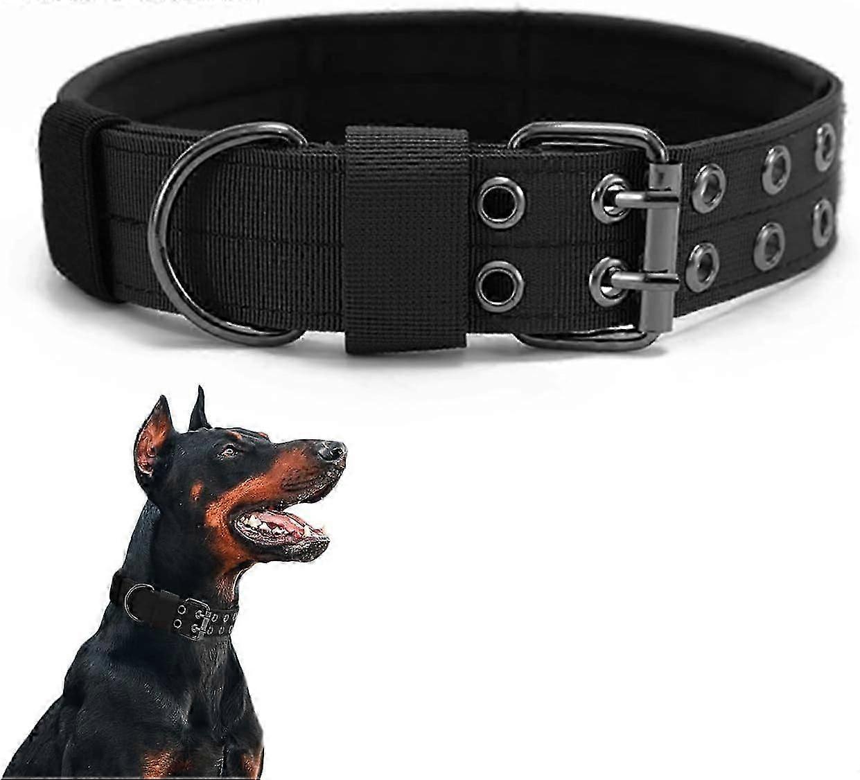 2-Inch Wide Tactical Nylon Dog Collar With Metal Buckle & Handle - Heavy Duty For Large Breeds