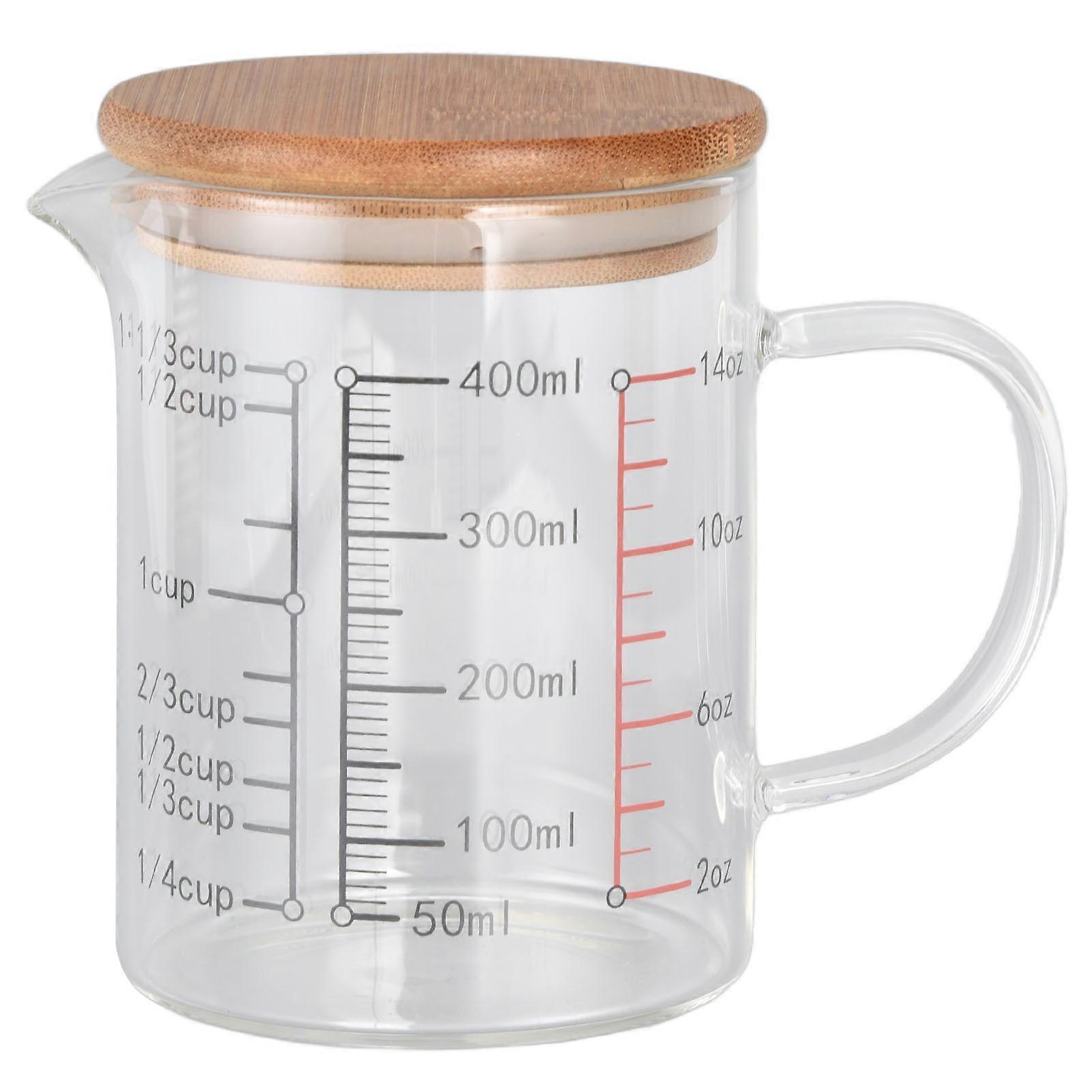 Tasse à mesurer en verre borosilicate avec bec en V et graduations transparentes, prise en main confortable, 400 ml