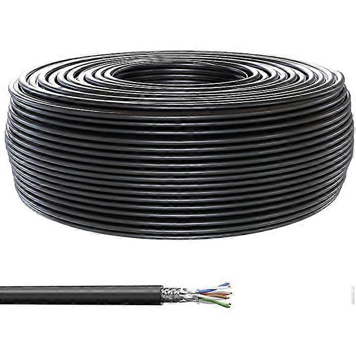 Goobay network cable - 100 m - SF-UTP - CAT 5e - round, solid - black