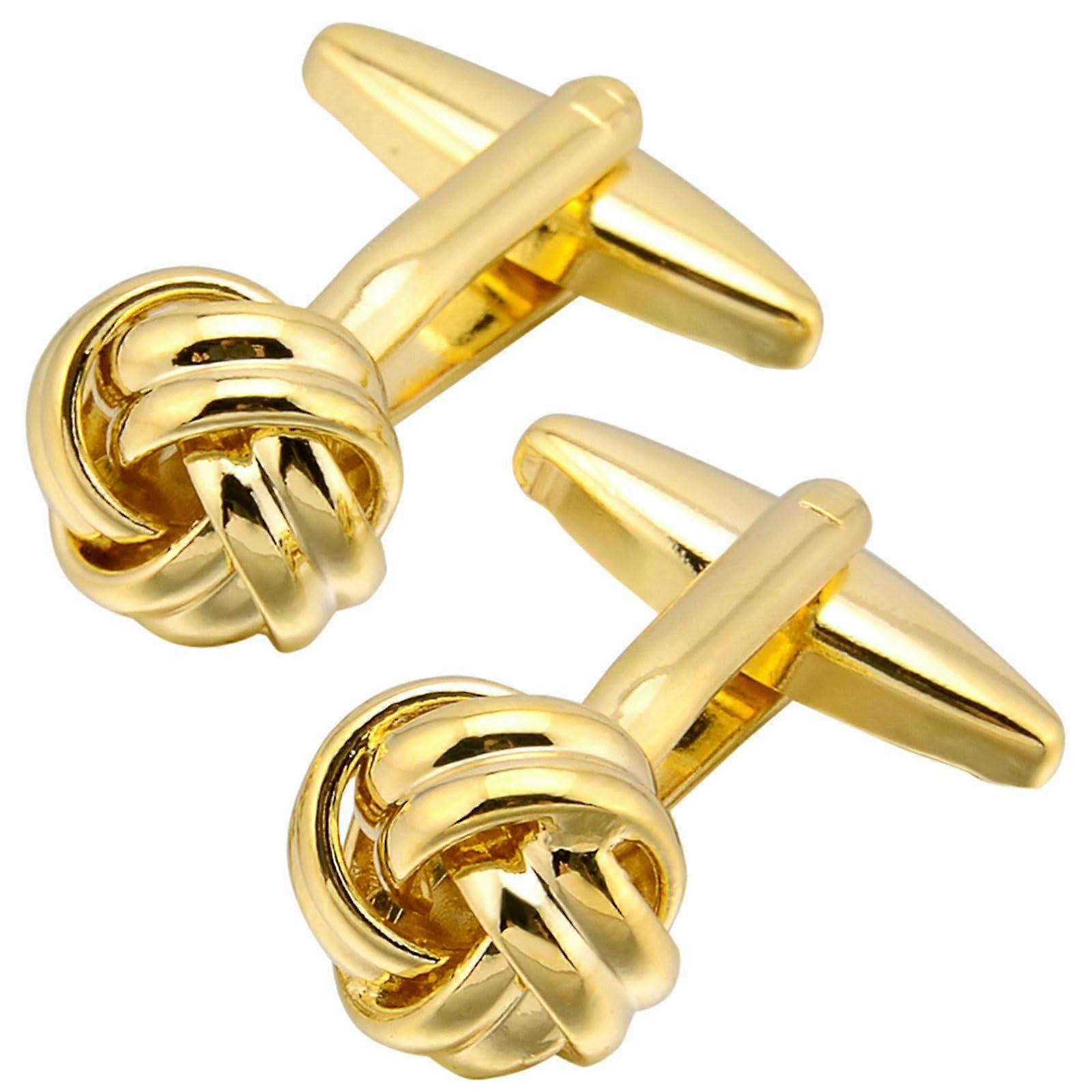 French Gold Knot Cufflinks for Anniversary Gift Box