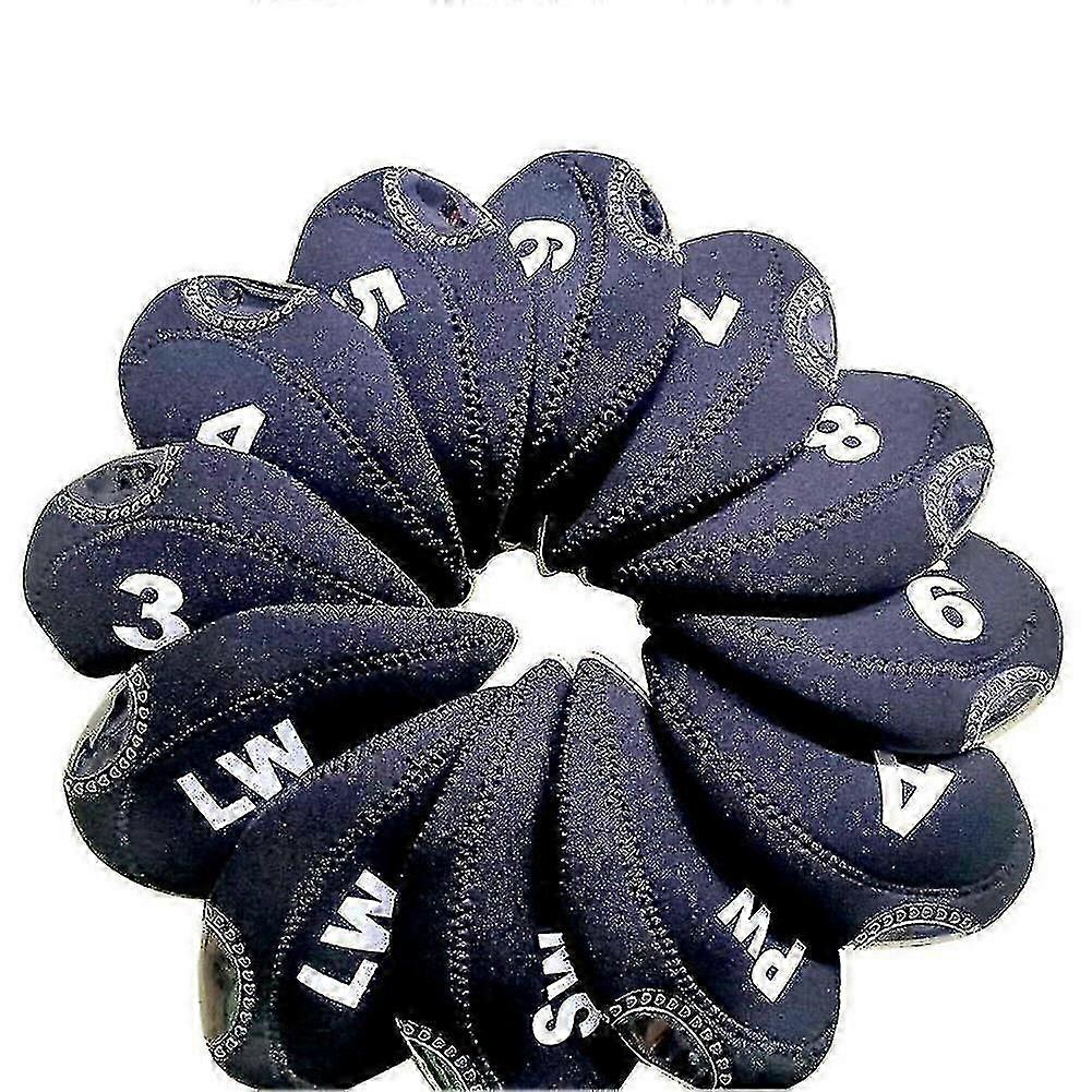 12pcs/set نادي الغولف الحديد غطاء الرأس حامي النيوبرين جولف واقية غطاء الرأس