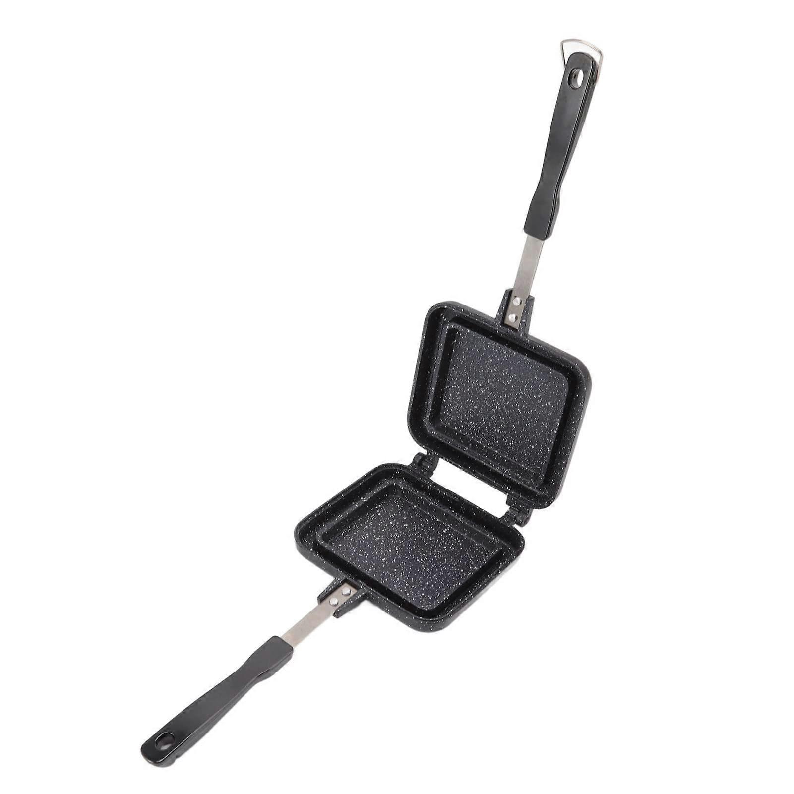 Frying Pan, Double-Sided Non-Stick BBQ Skillet with Detachable Handle, Aluminum Alloy, Ceramic Coated, 28cm (Black)