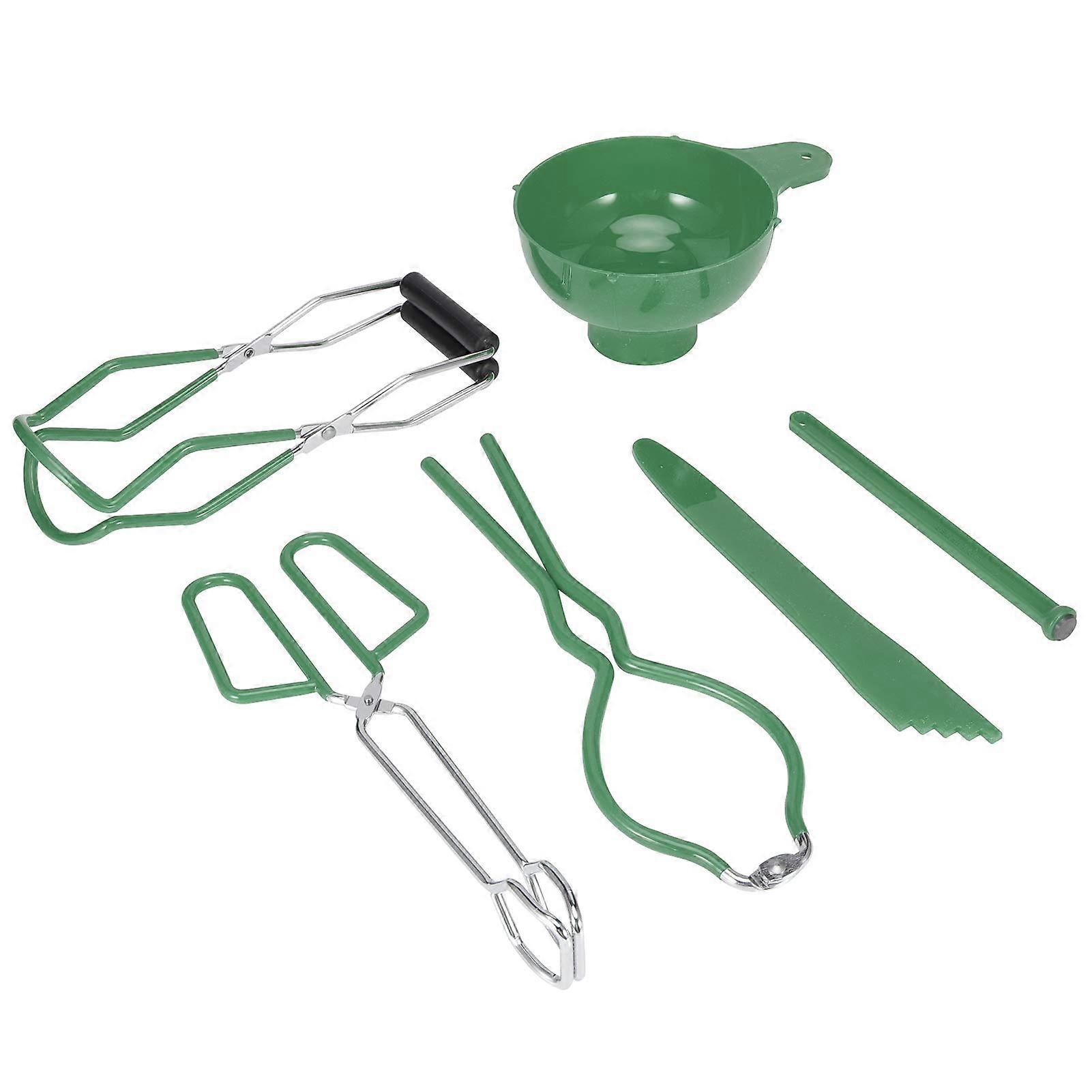 6PCS Canning Kit Set with Non-Slip Food Tongs, Jar Lifter, Lid Lifter, Funnel, and Measurer - Green Canning Tools Accessories