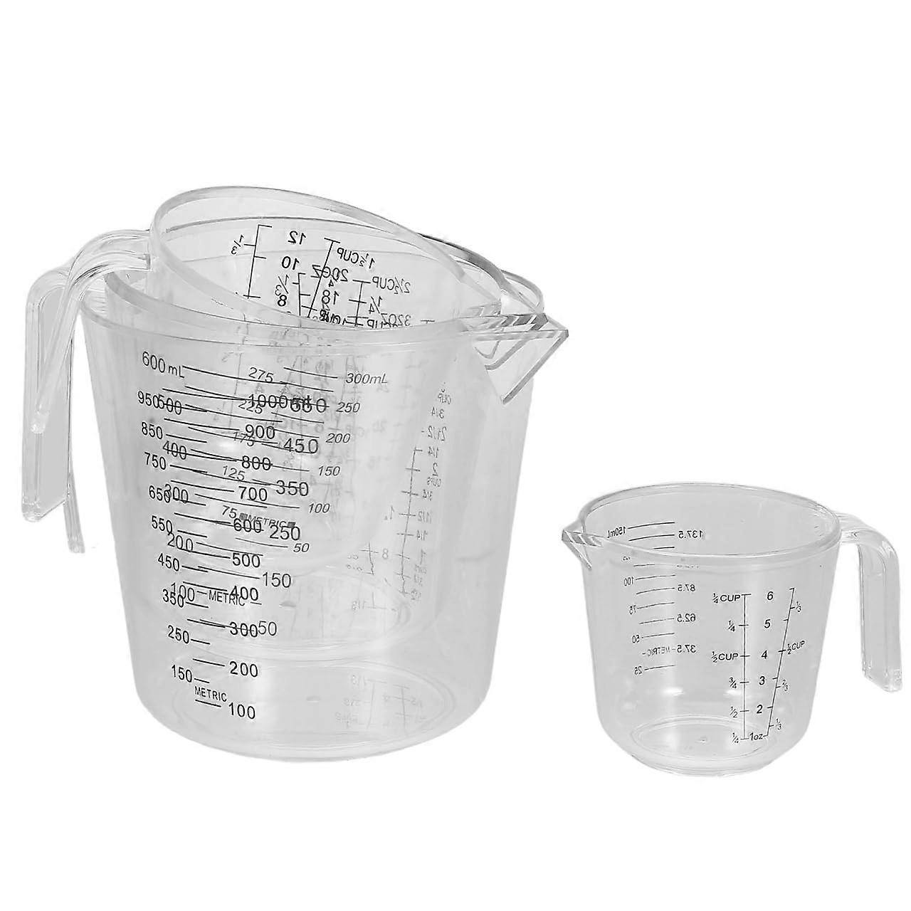 Plastic Clear Measuring Cups 4-Piece Set, Stackable With Handle And Spout, 5oz/10oz/20oz/34oz For Baking Powder Liquid