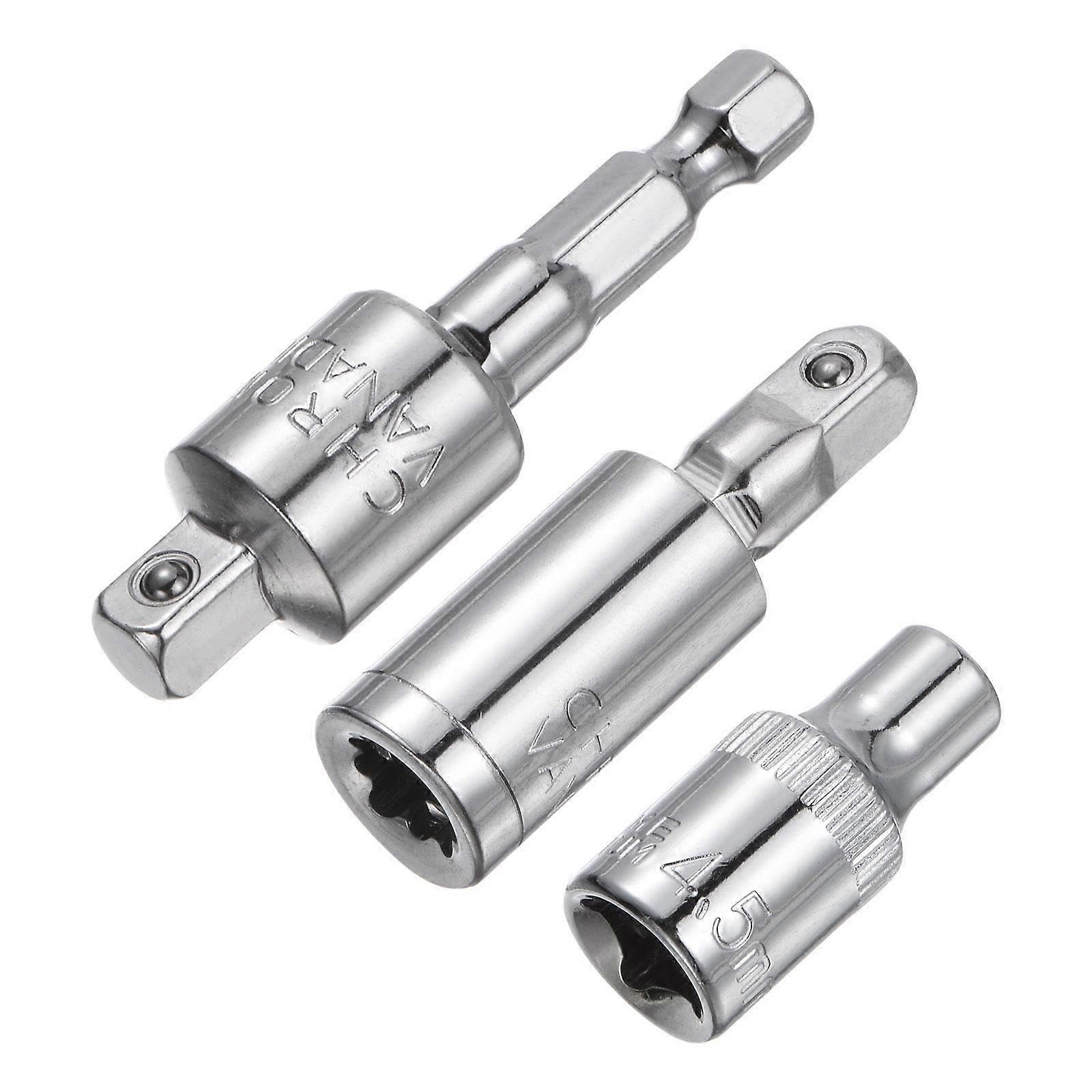 Toolparts 1/4" Drive 4.5mm Shallow Socket Set with Swivel Joint Hex Shank Impact Driver Adaptor (#CN#130824-01708)