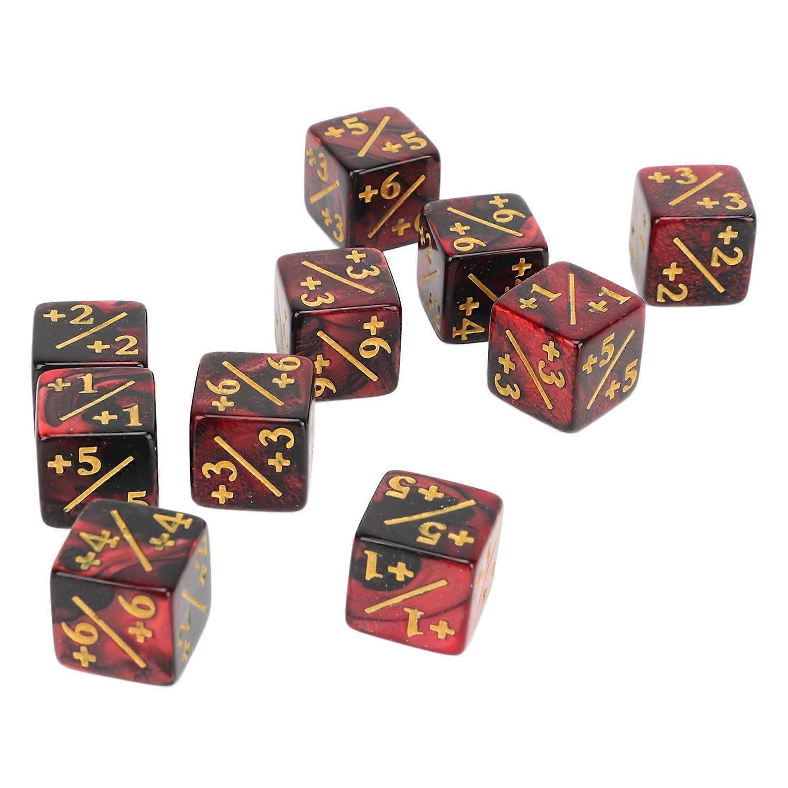 10PCS 6 Sides Dice Mathematical Operation Educational Dual Color Acrylic Math Teaching Dice for Gaming Reddish Black 
