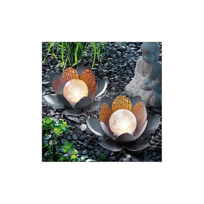 Lot de 2 fleurs de lotus solaire lampe solaire de jardin blanc chaud